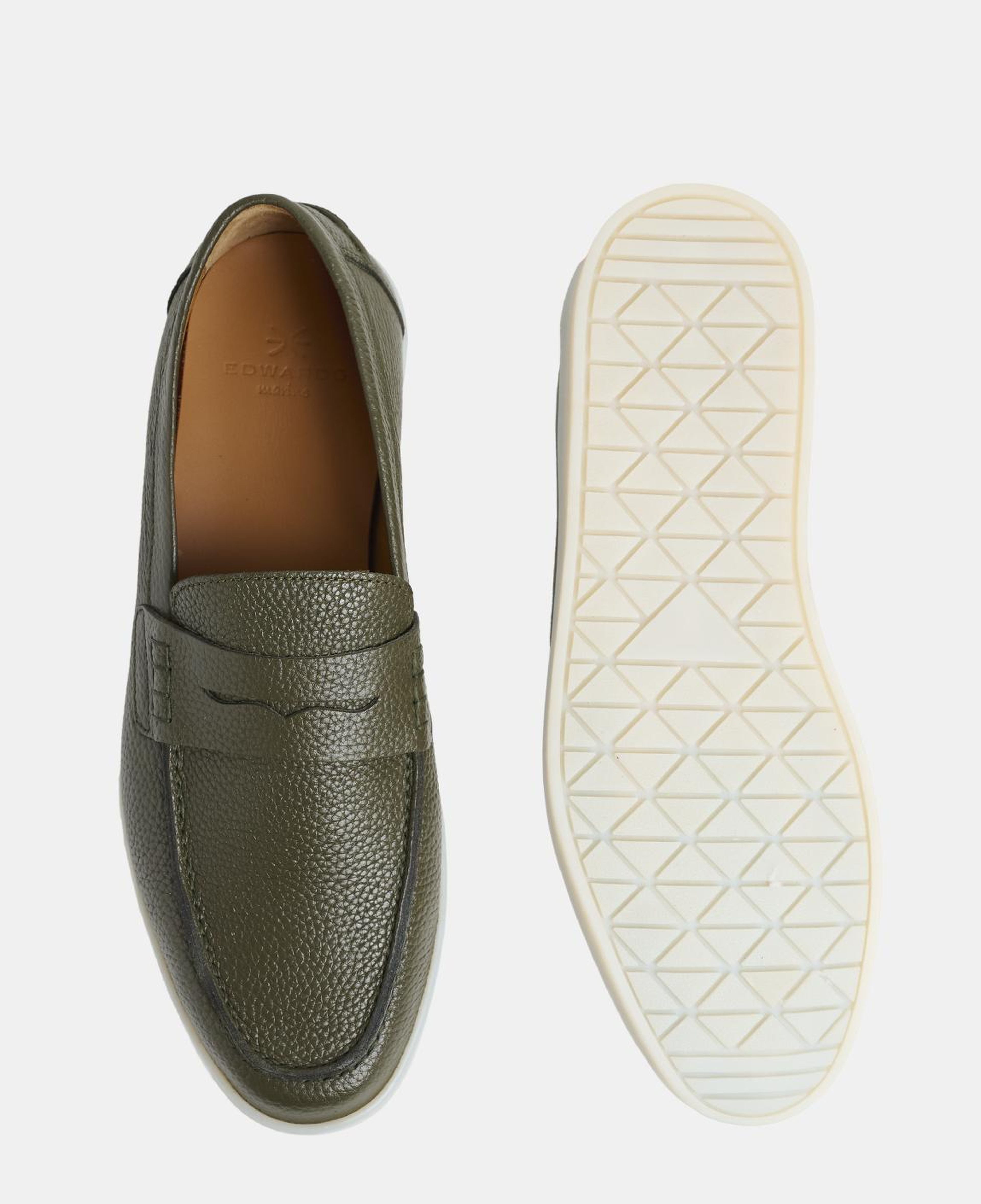Erkek Haki Deri Loafer