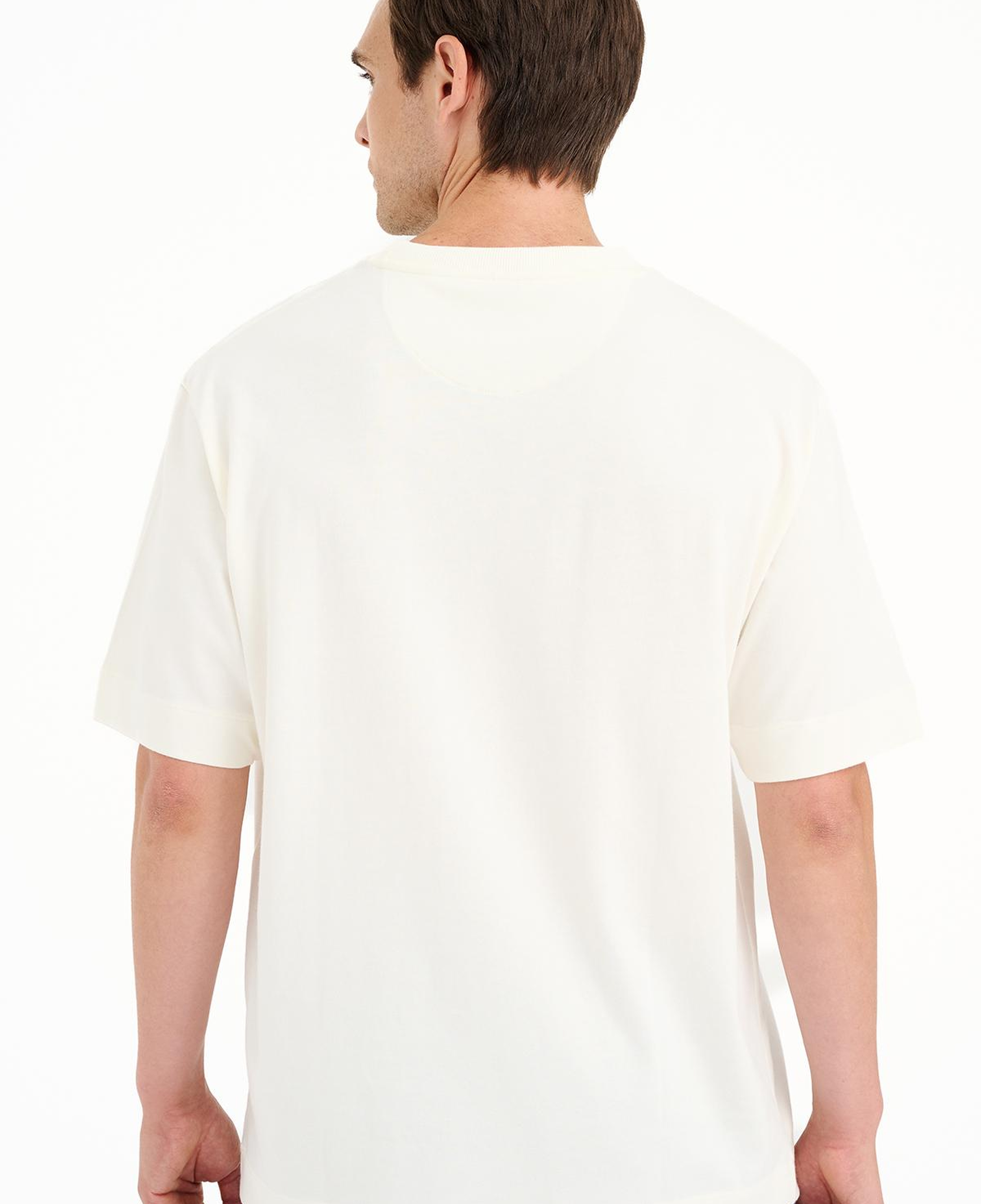 Erkek Beyaz Bisiklet Yaka Heavy Jersey T-Shirt