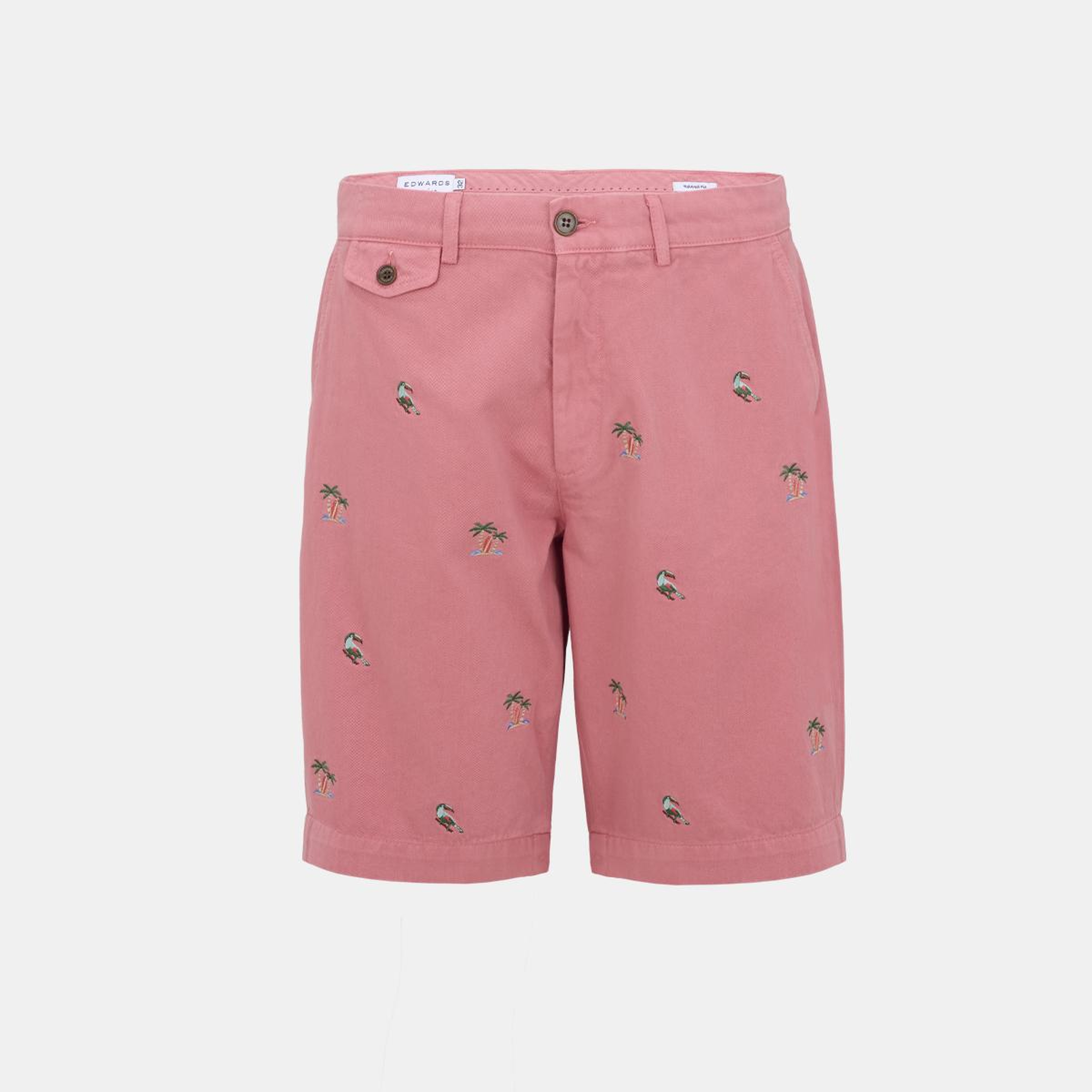 Erkek Pembe Nakışlı Bermuda Şort