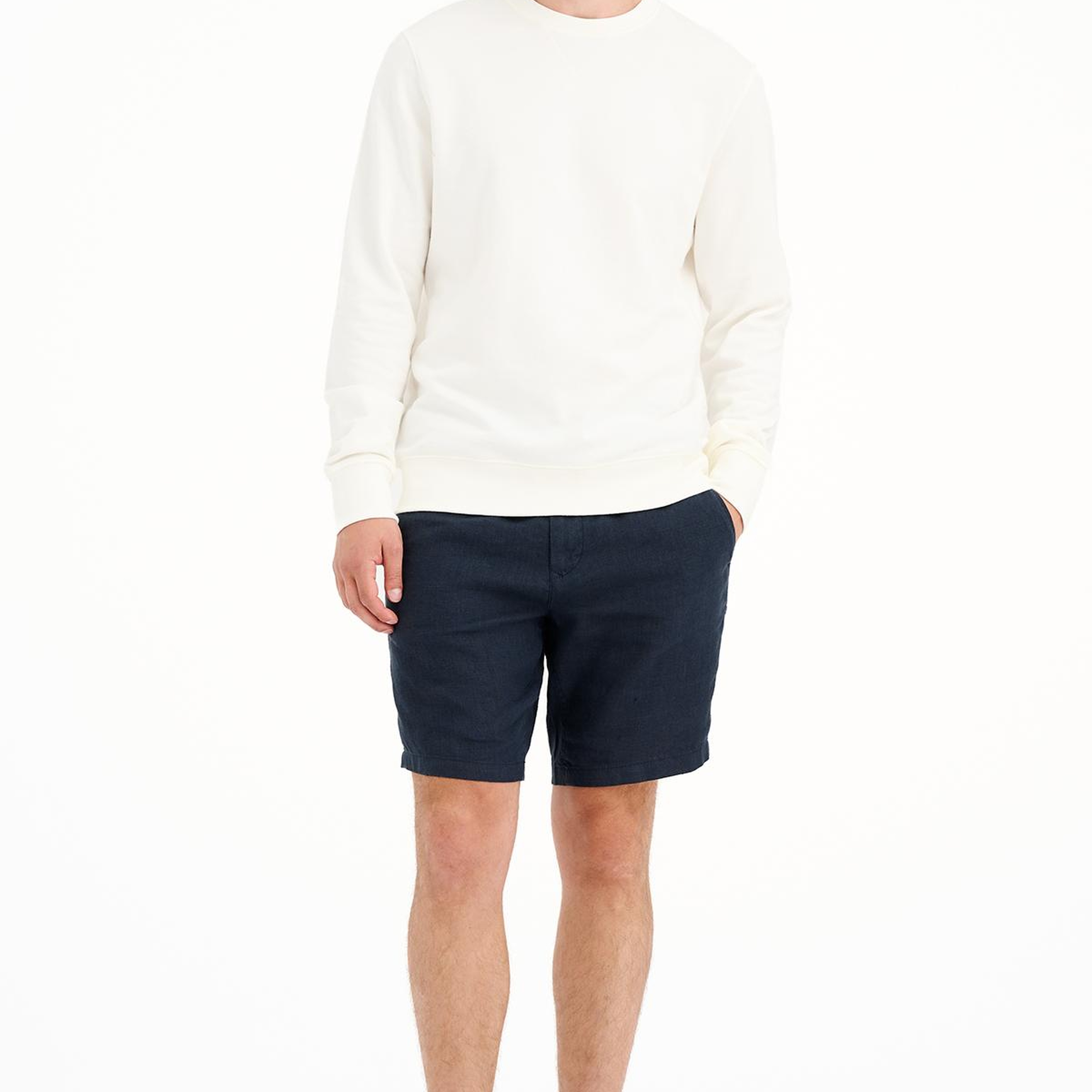 Erkek Beyaz Bisiklet Yaka Basic Sweatshirt