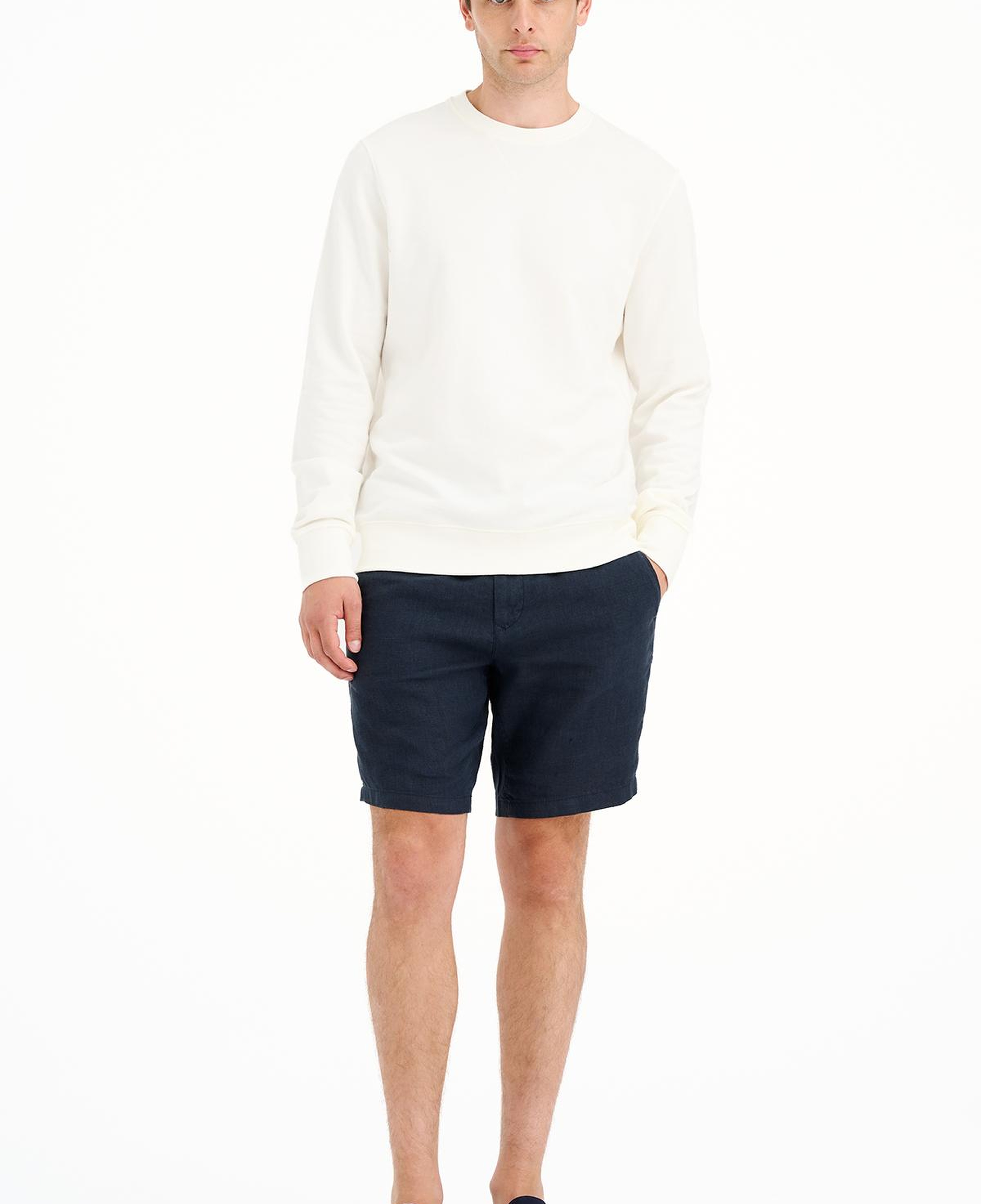 Erkek Beyaz Bisiklet Yaka Basic Sweatshirt