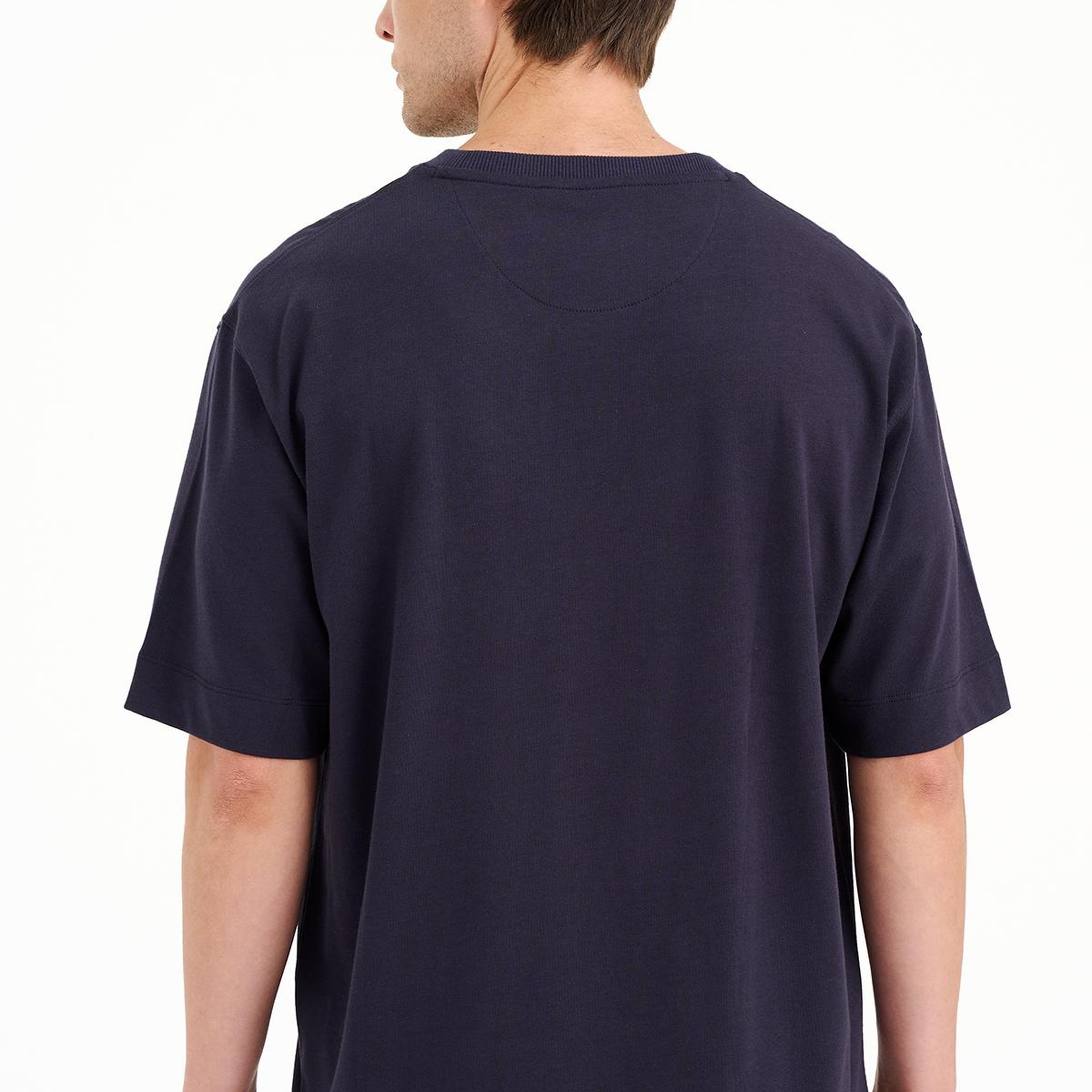 Erkek Lacivert Bisiklet Yaka Heavy Jersey T-Shirt
