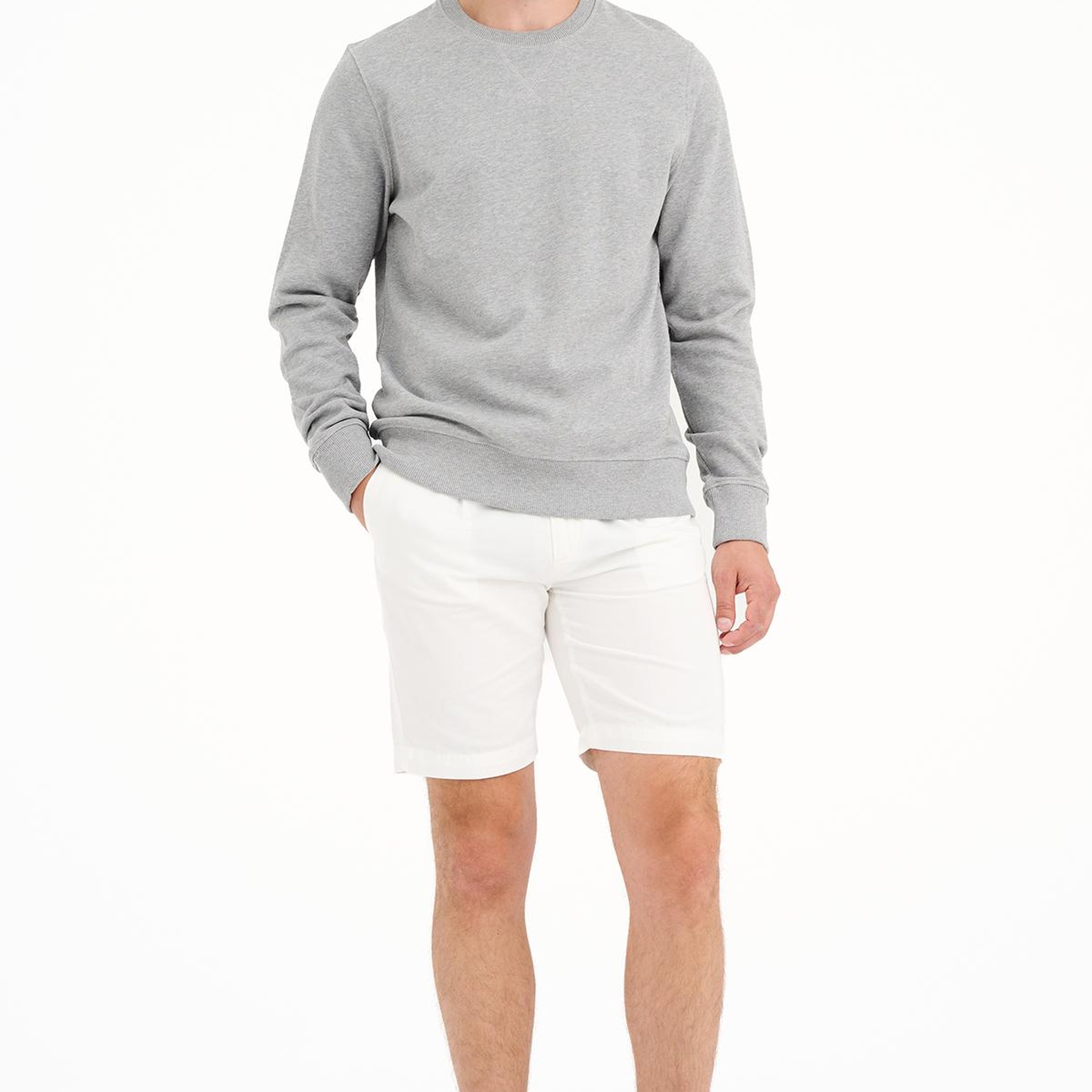 Erkek Gri Bisiklet Yaka Basic Sweatshirt