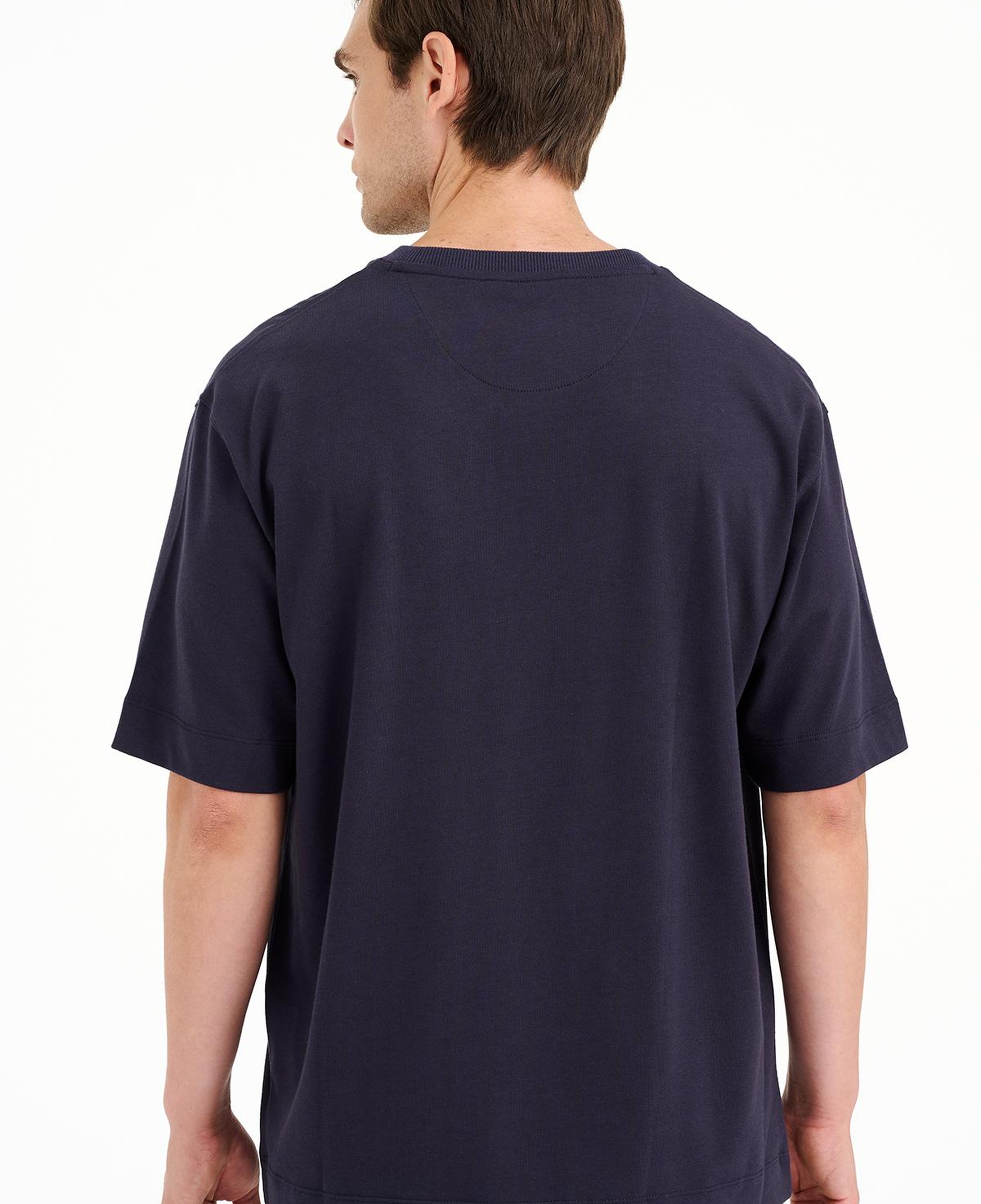 Erkek Lacivert Bisiklet Yaka Heavy Jersey T-Shirt
