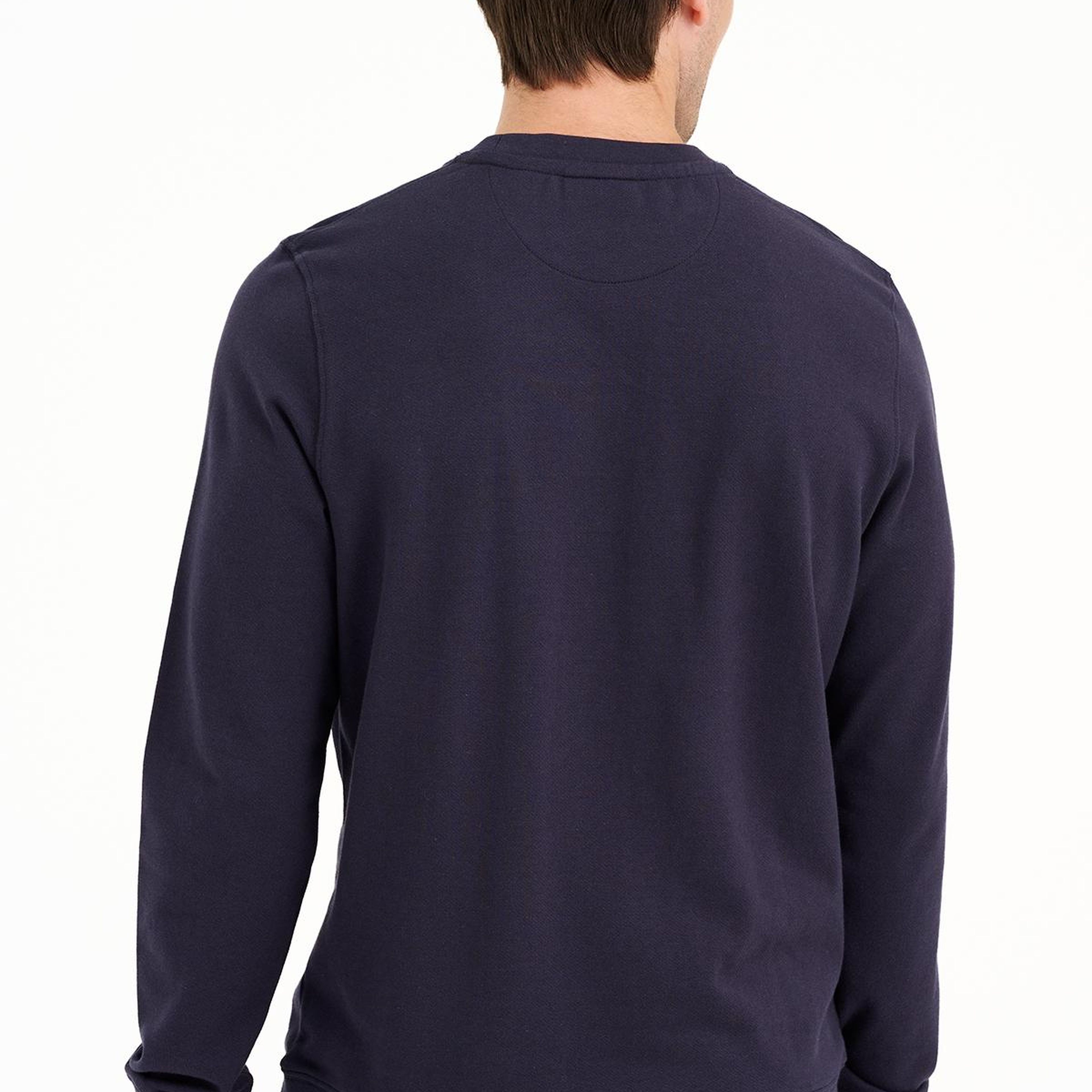 Erkek Lacivert Bisiklet Yaka Basic Sweatshirt