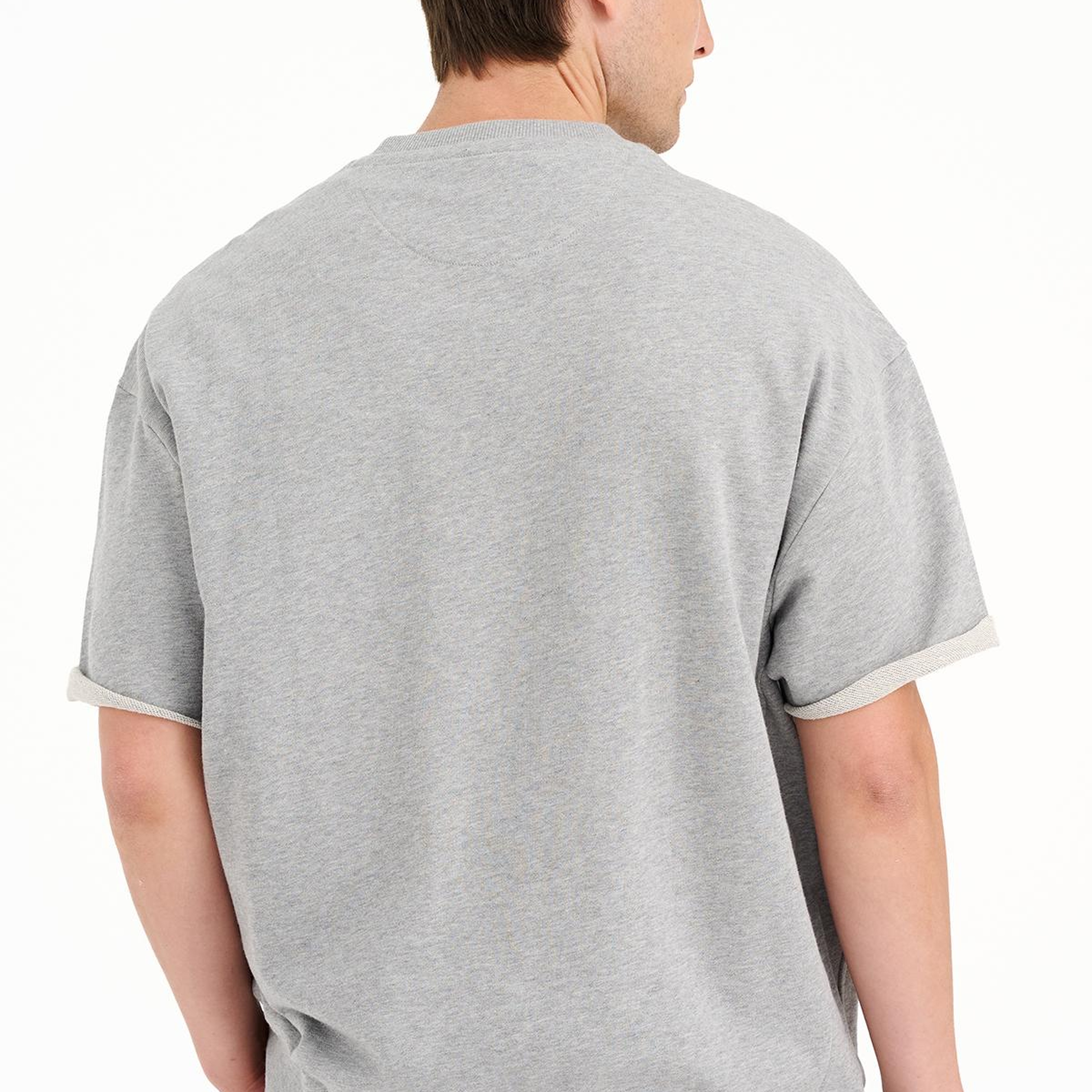 Erkek Gri Örme Kısa Kollu Sweatshirt