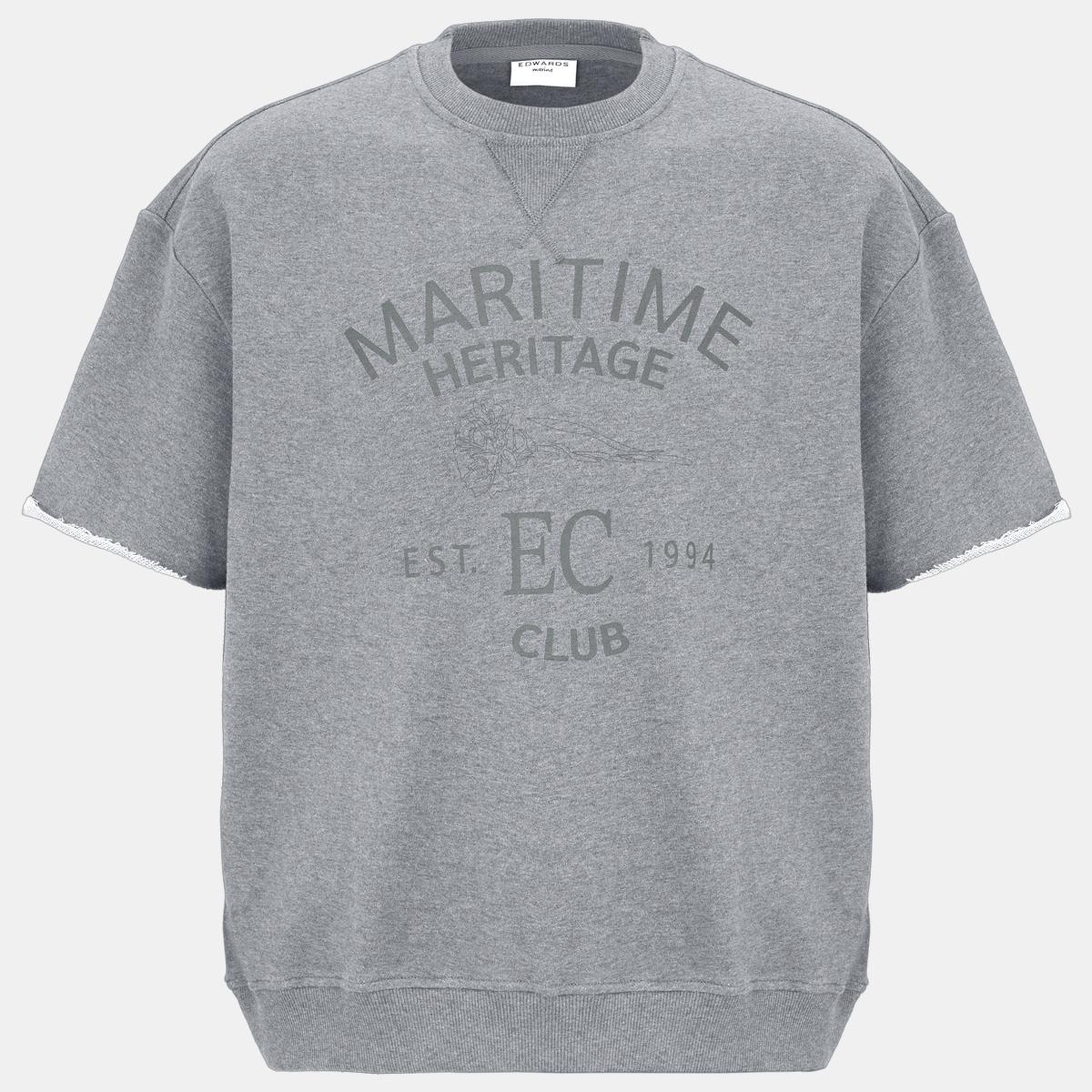 Erkek Gri Örme Kısa Kollu Sweatshirt
