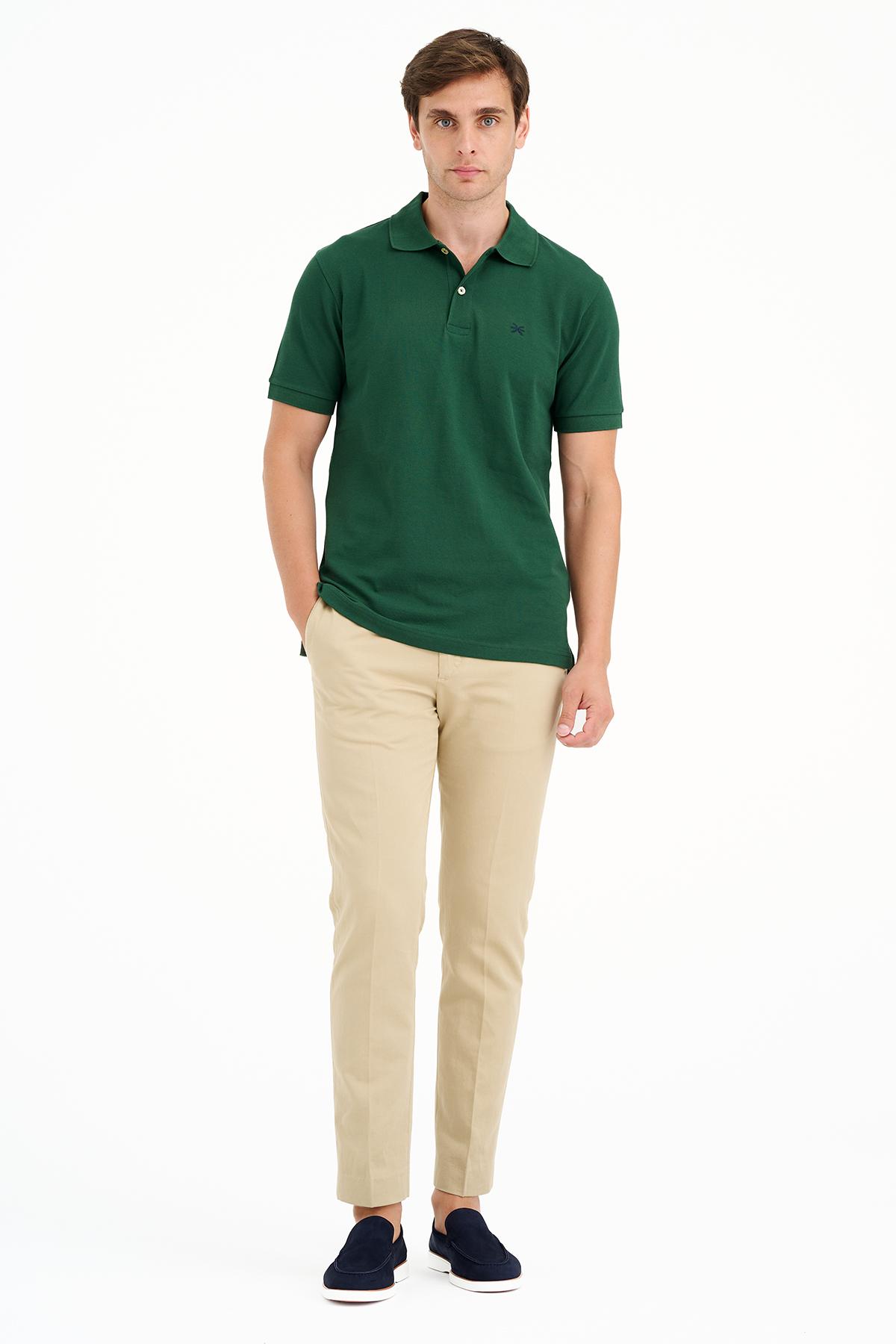 Erkek Koyu Yeşil Pike Polo Yaka T-Shirt