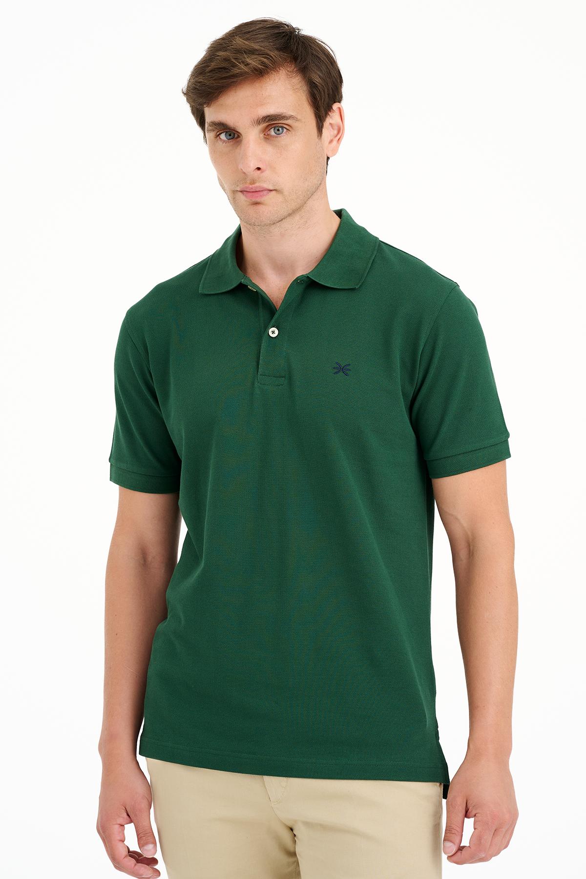 Erkek Koyu Yeşil Pike Polo Yaka T-Shirt