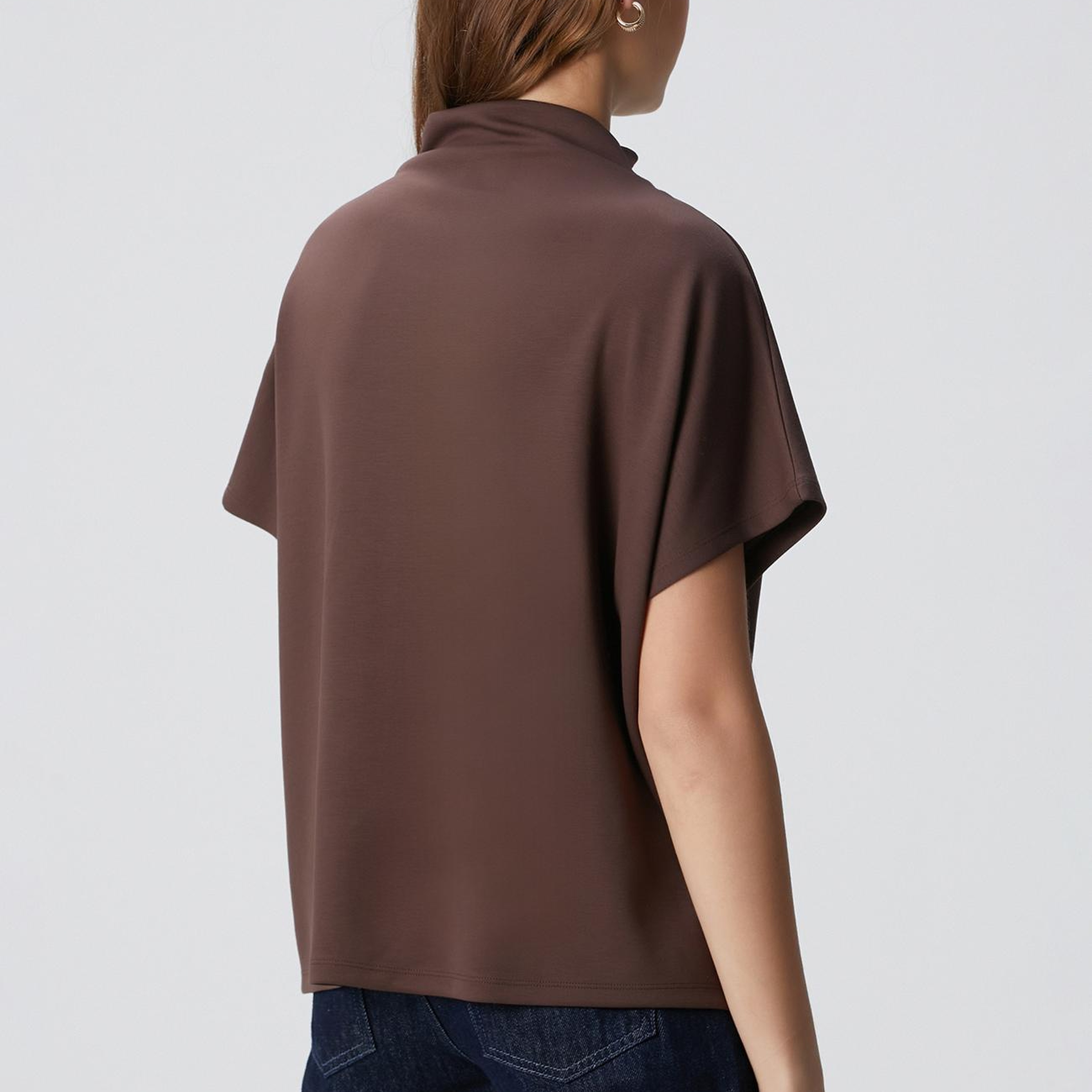 Network Kadın Acı Kahve Çıtçıt Detaylı T-Shirt