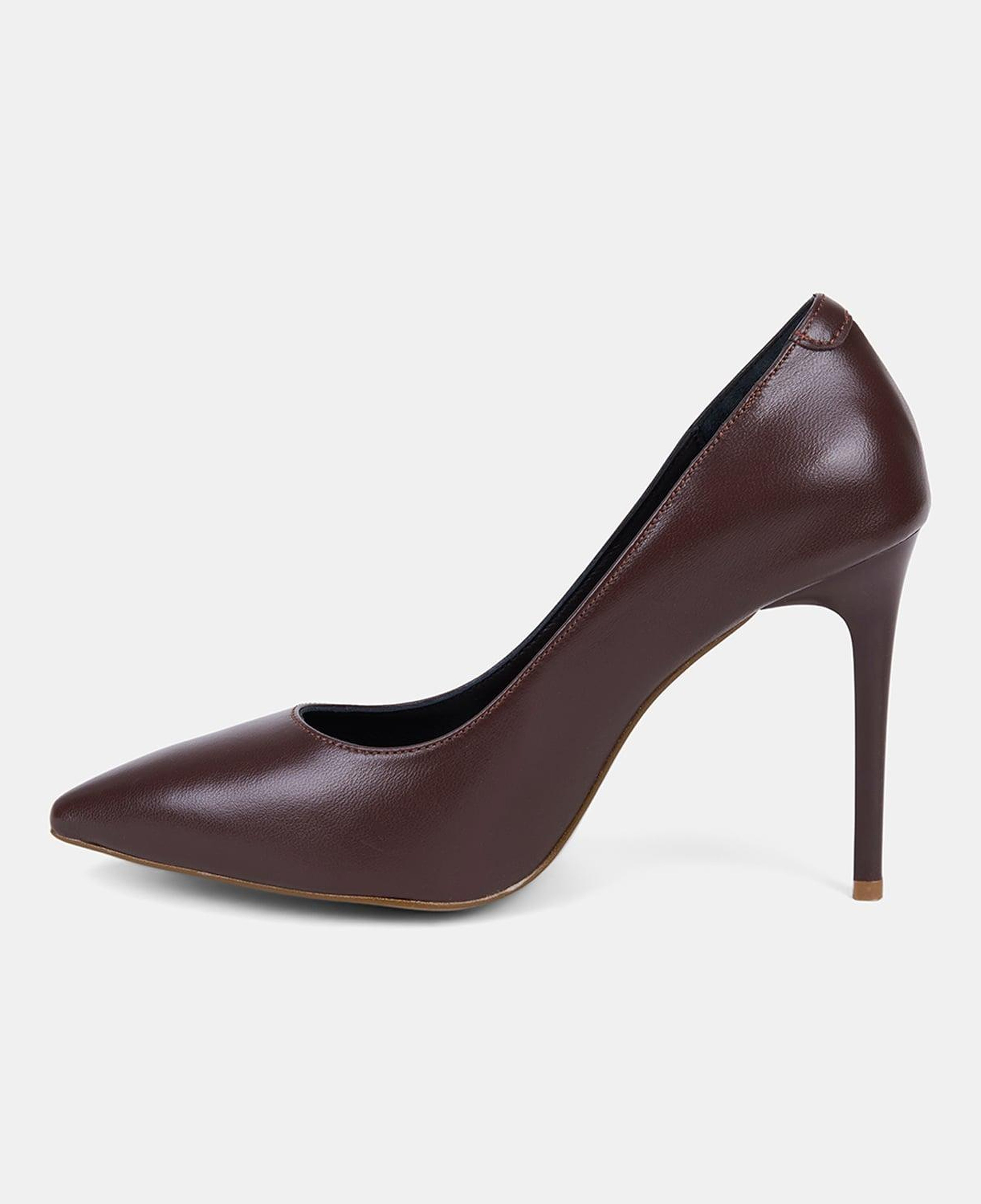 Kadın Kahve Sivri Burunlu Klasik Deri Stiletto