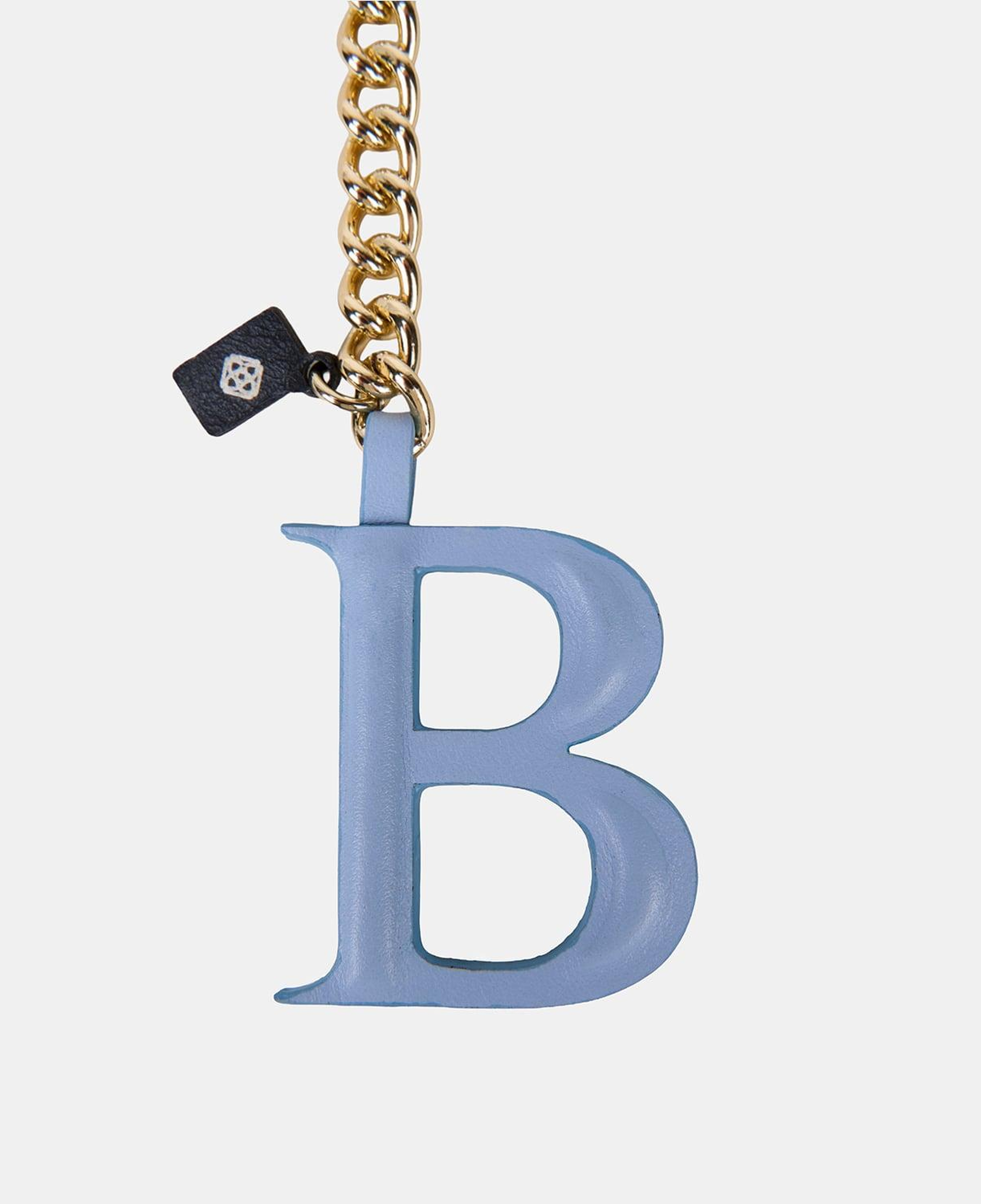 Mavi B Harfi Gold Zincirli Deri Charm / Anahtarlık