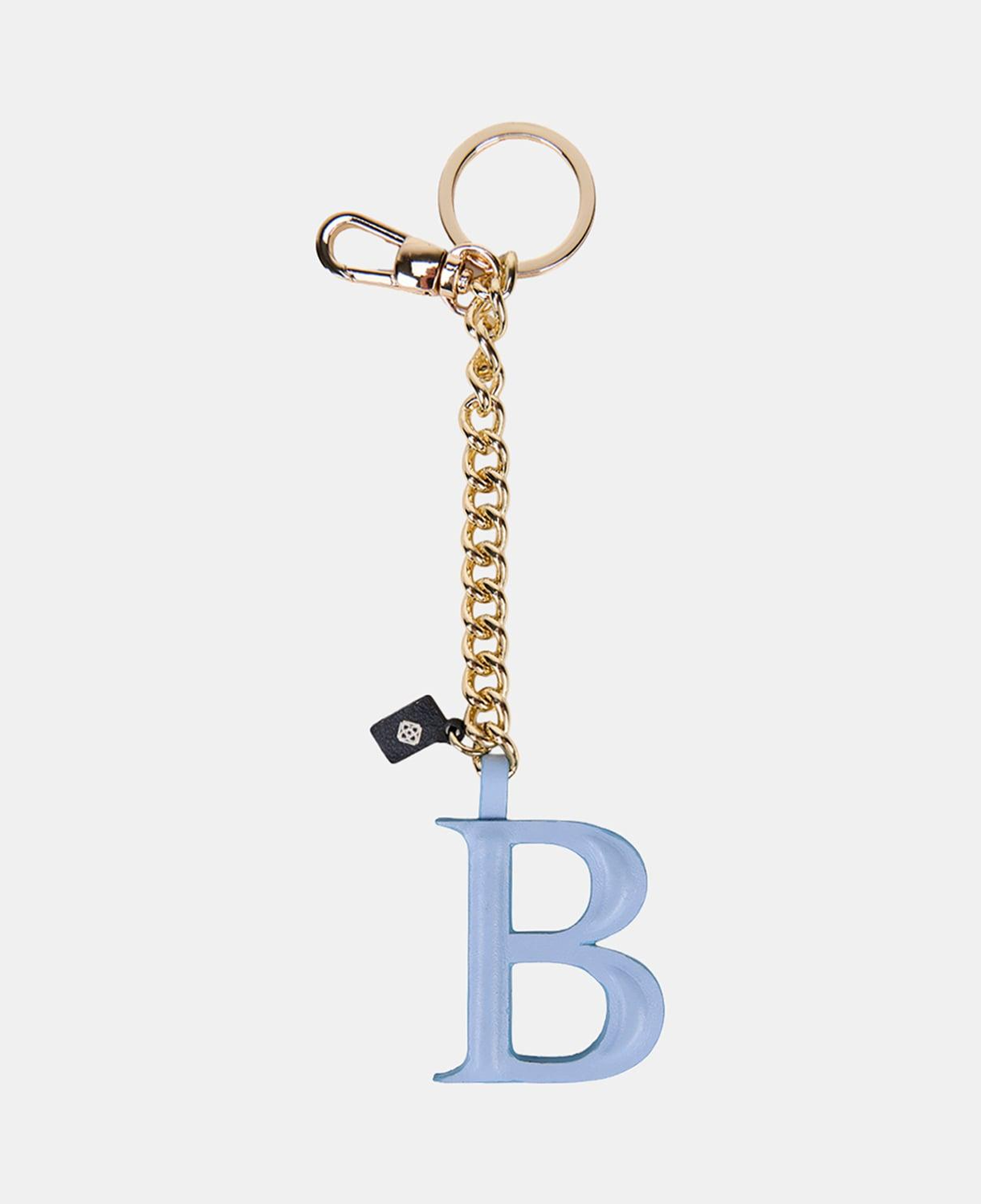 Mavi B Harfi Gold Zincirli Deri Charm / Anahtarlık