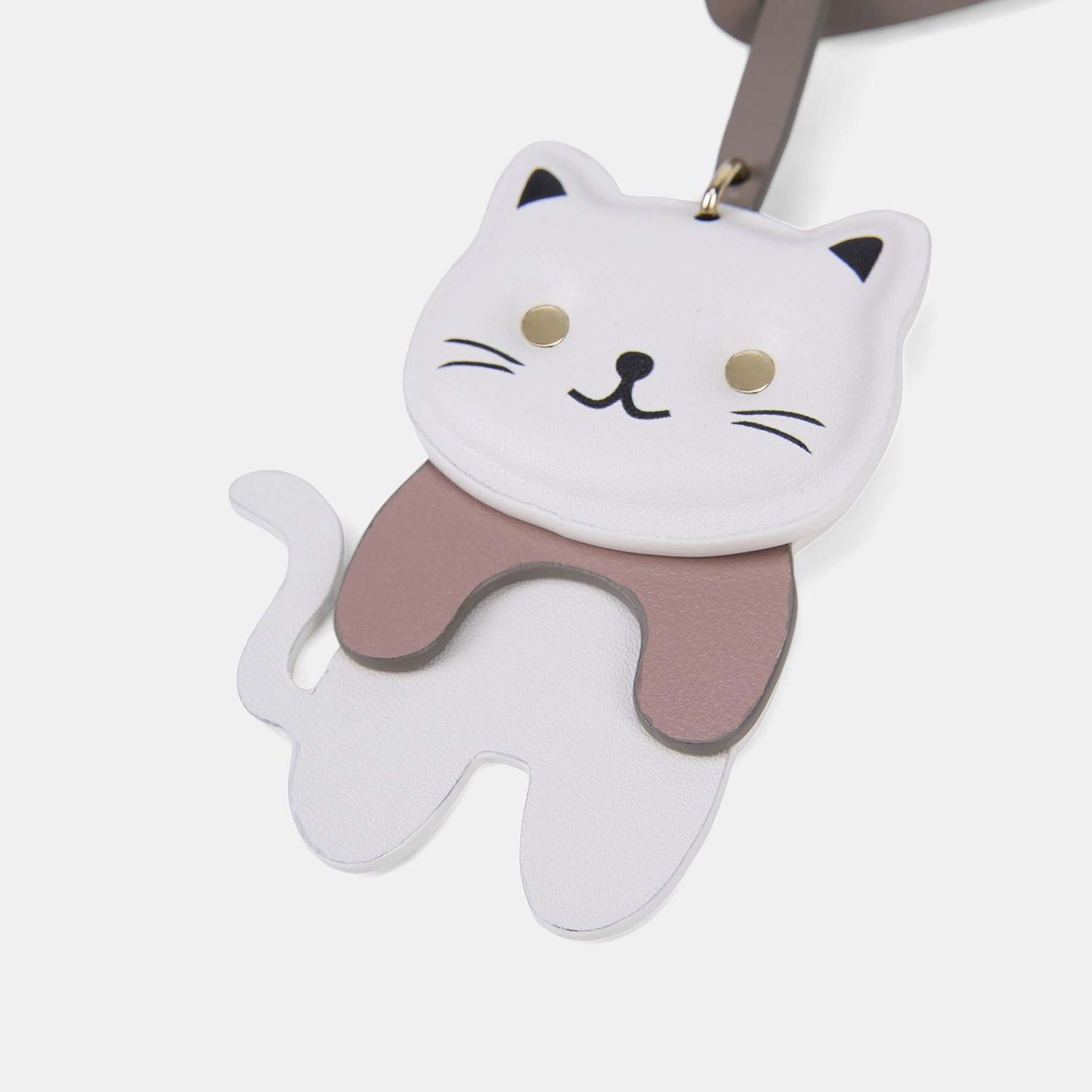 Bej Kedi Figürlü Deri Charm