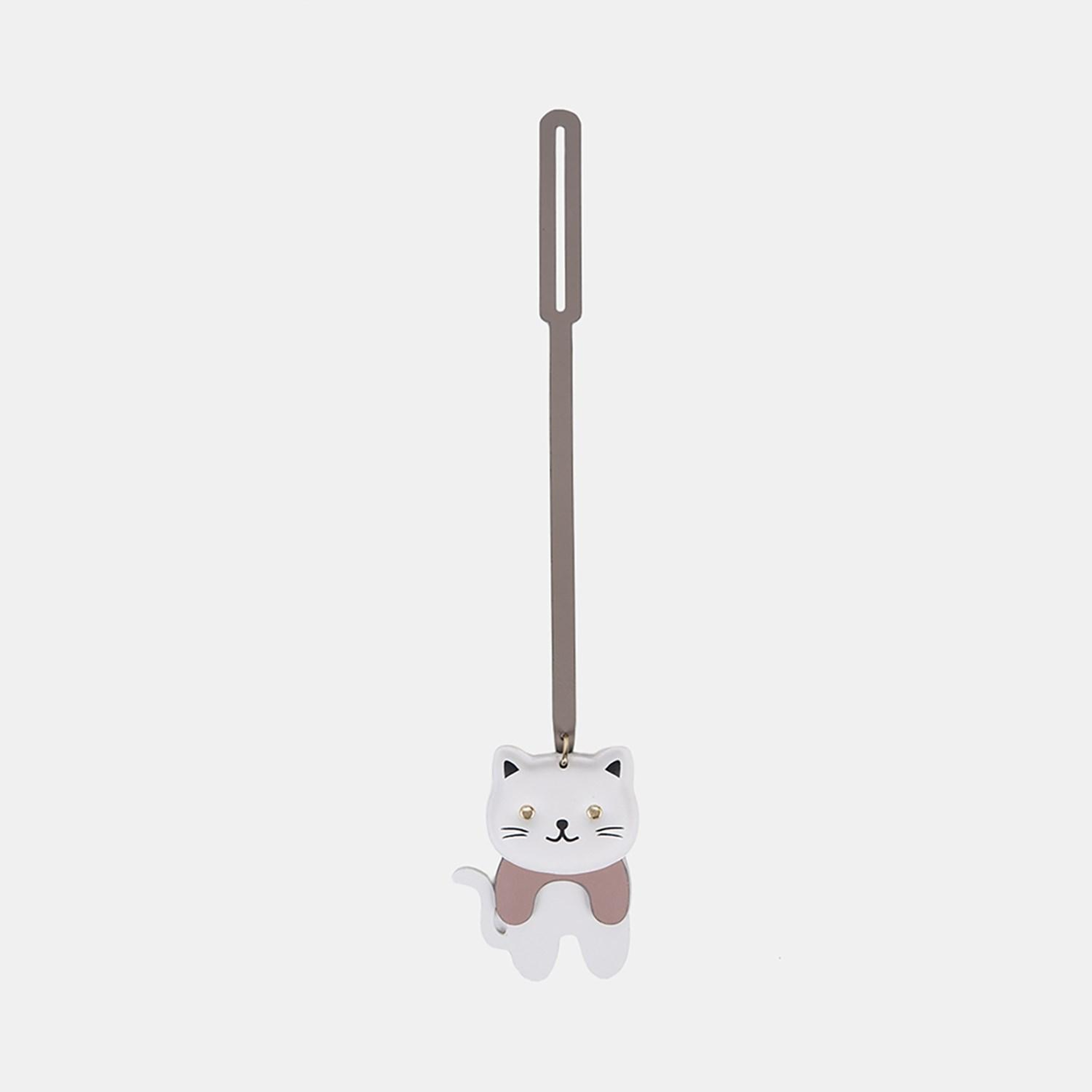 Bej Kedi Figürlü Deri Charm