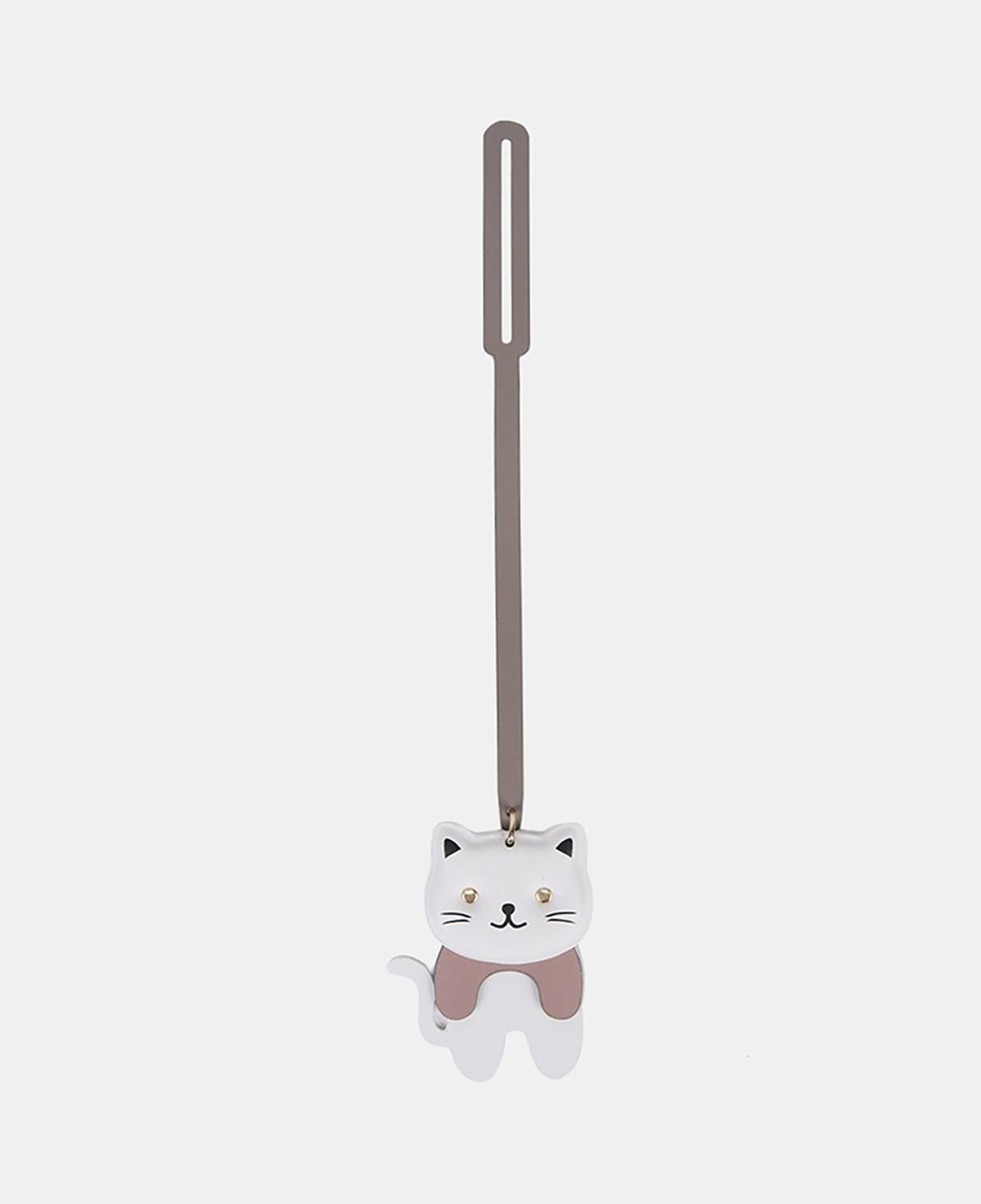Bej Kedi Figürlü Deri Charm