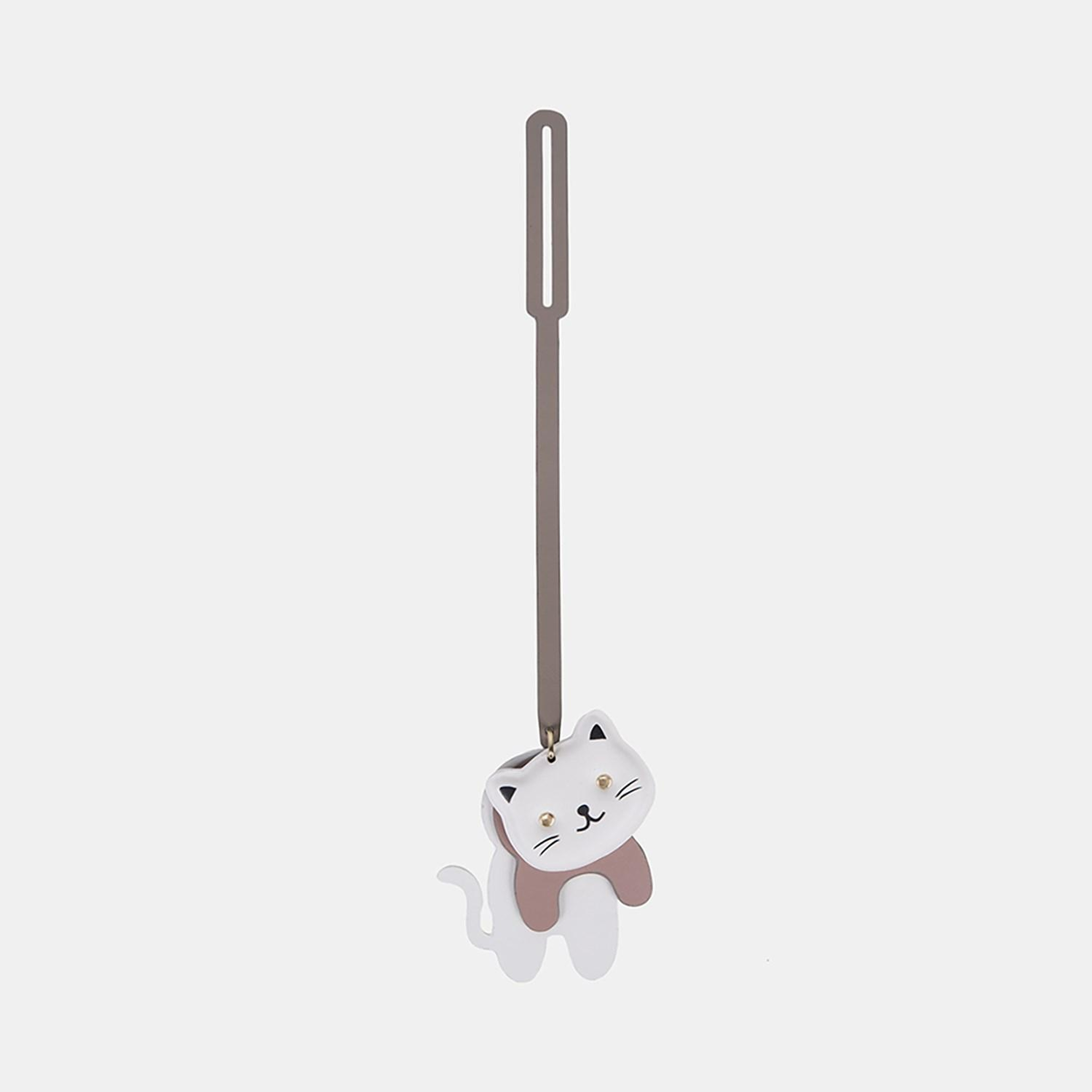 Bej Kedi Figürlü Deri Charm