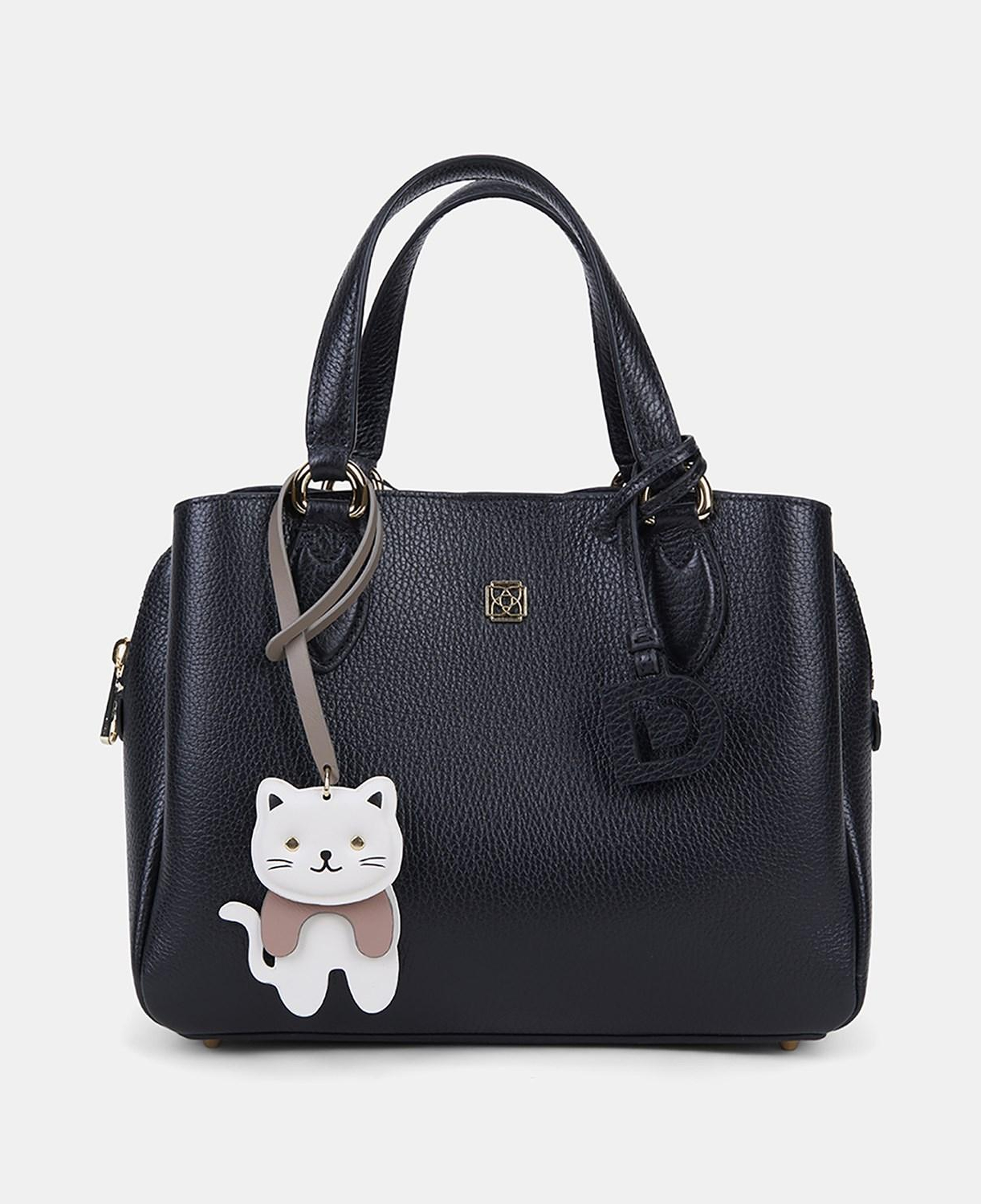 Bej Kedi Figürlü Deri Charm