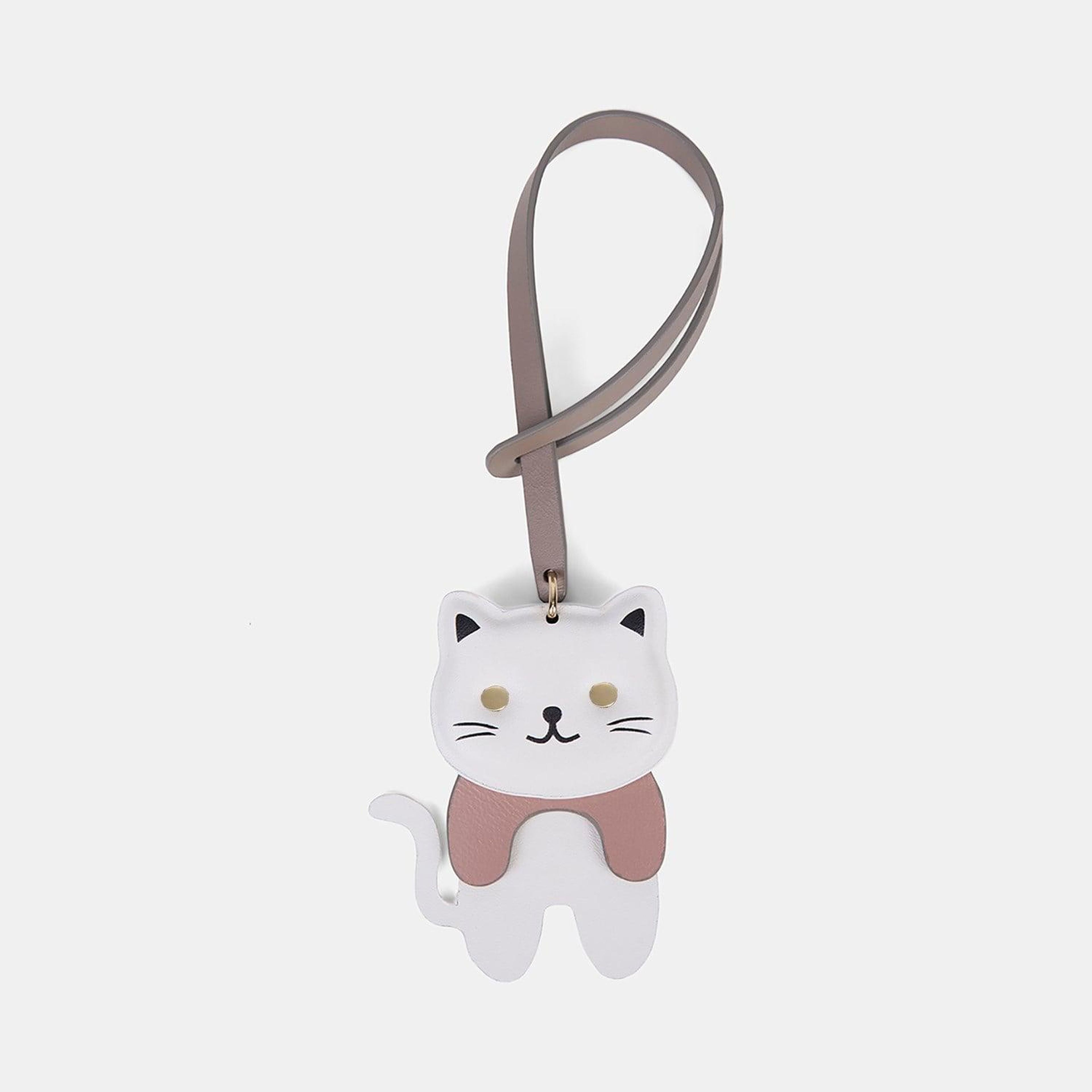 Bej Kedi Figürlü Deri Charm