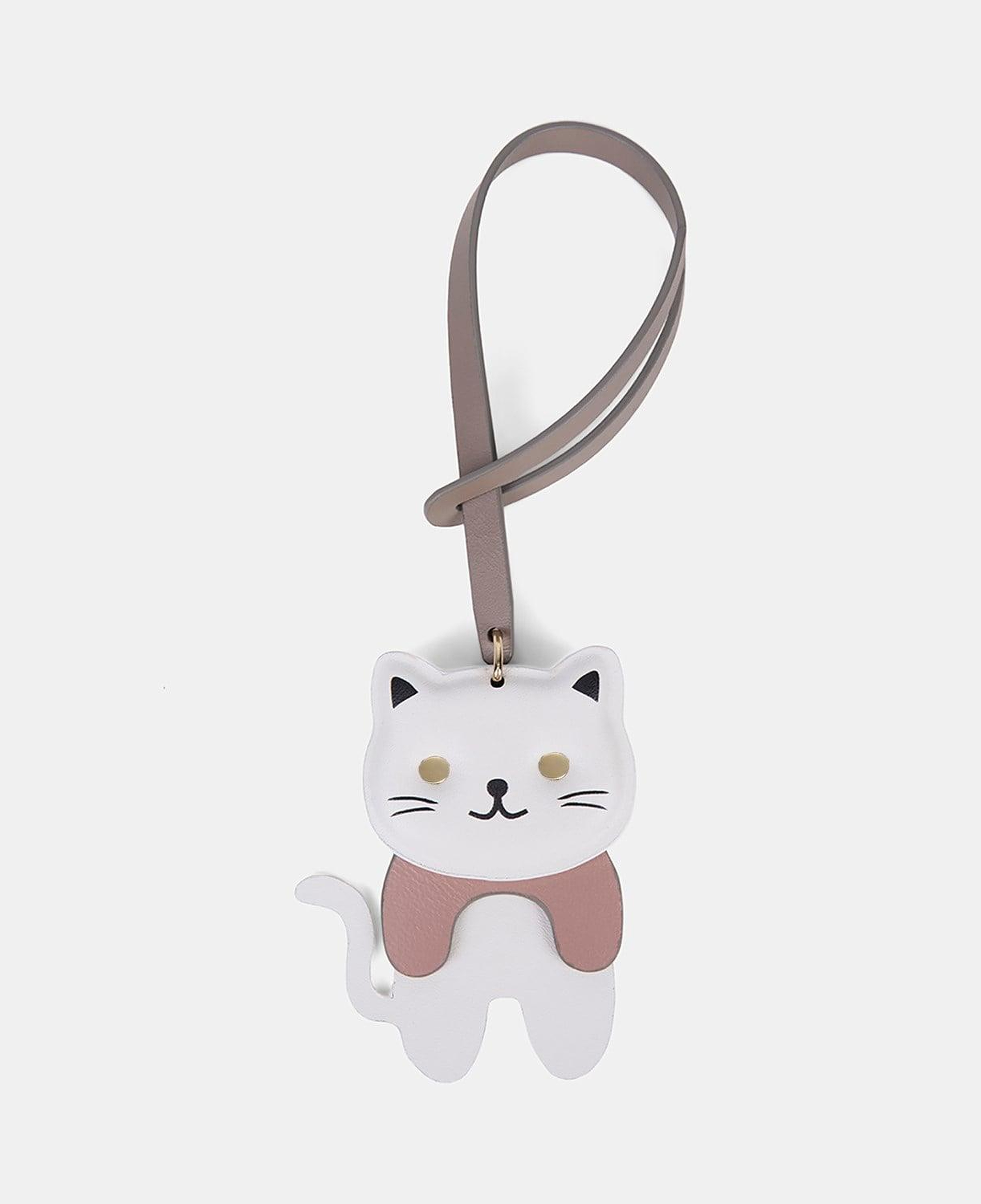 Bej Kedi Figürlü Deri Charm