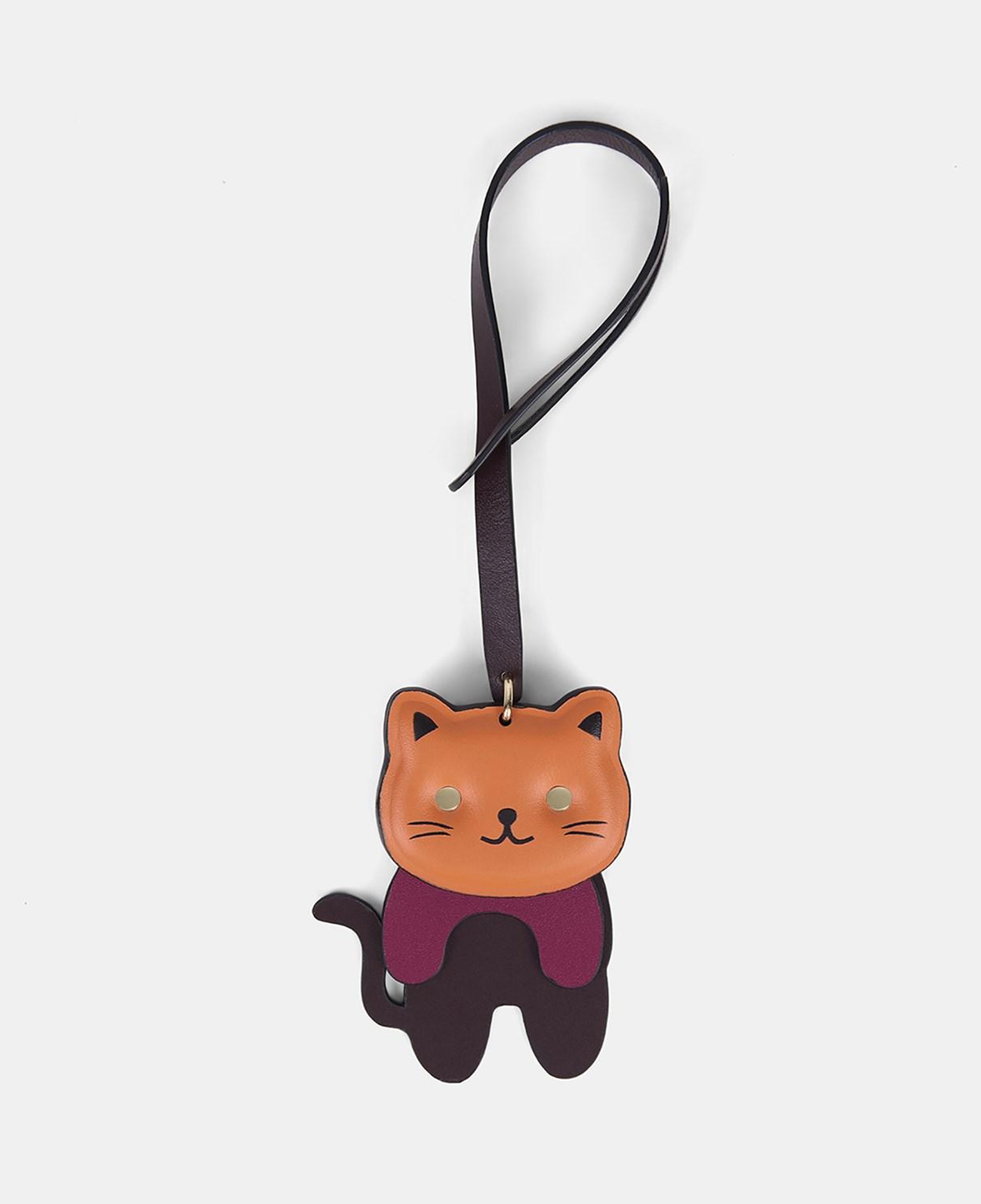 Turuncu Kedi Figürlü Deri Charm