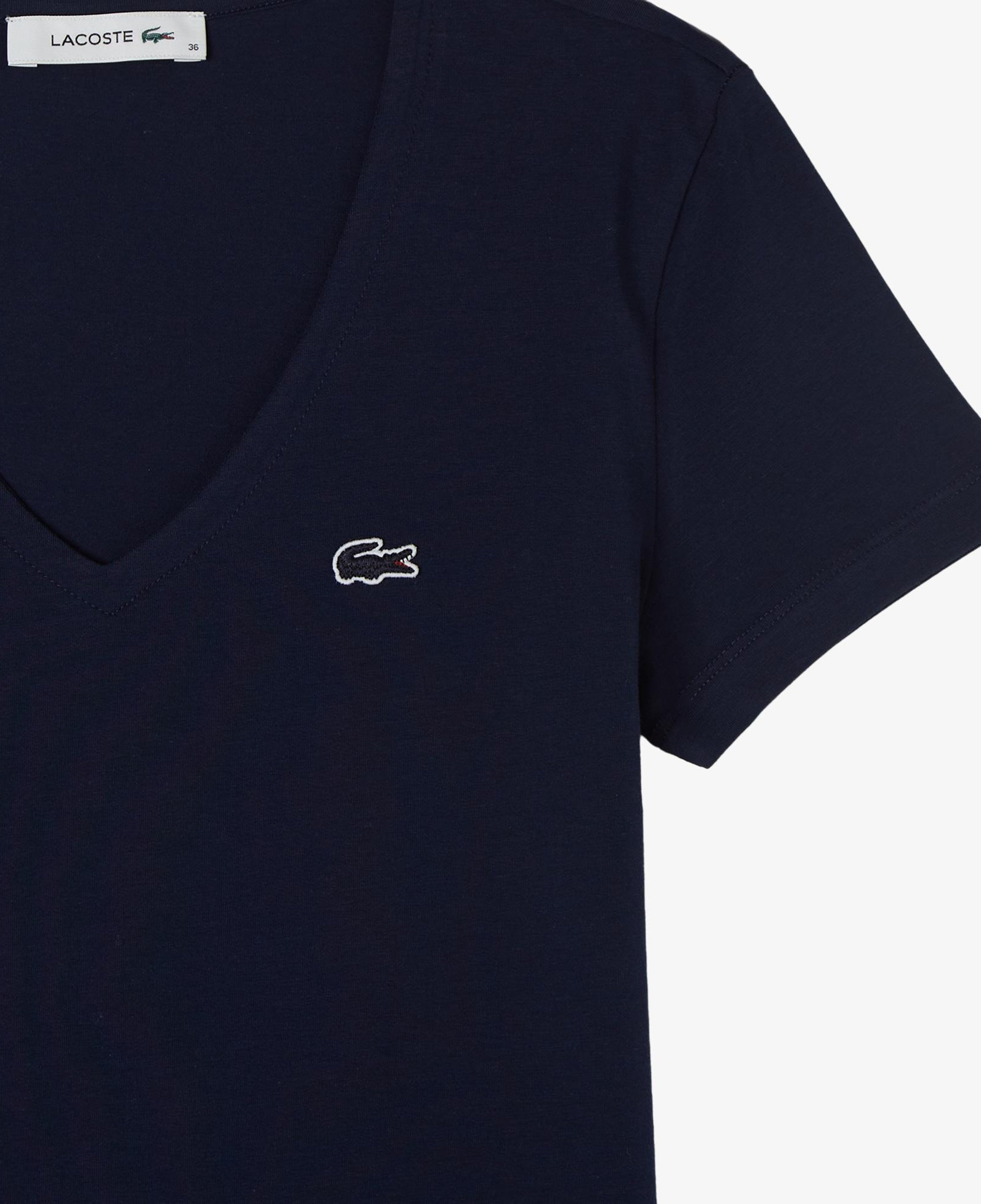 Kadın Slim Fit V Yaka Lacivert T-Shirt