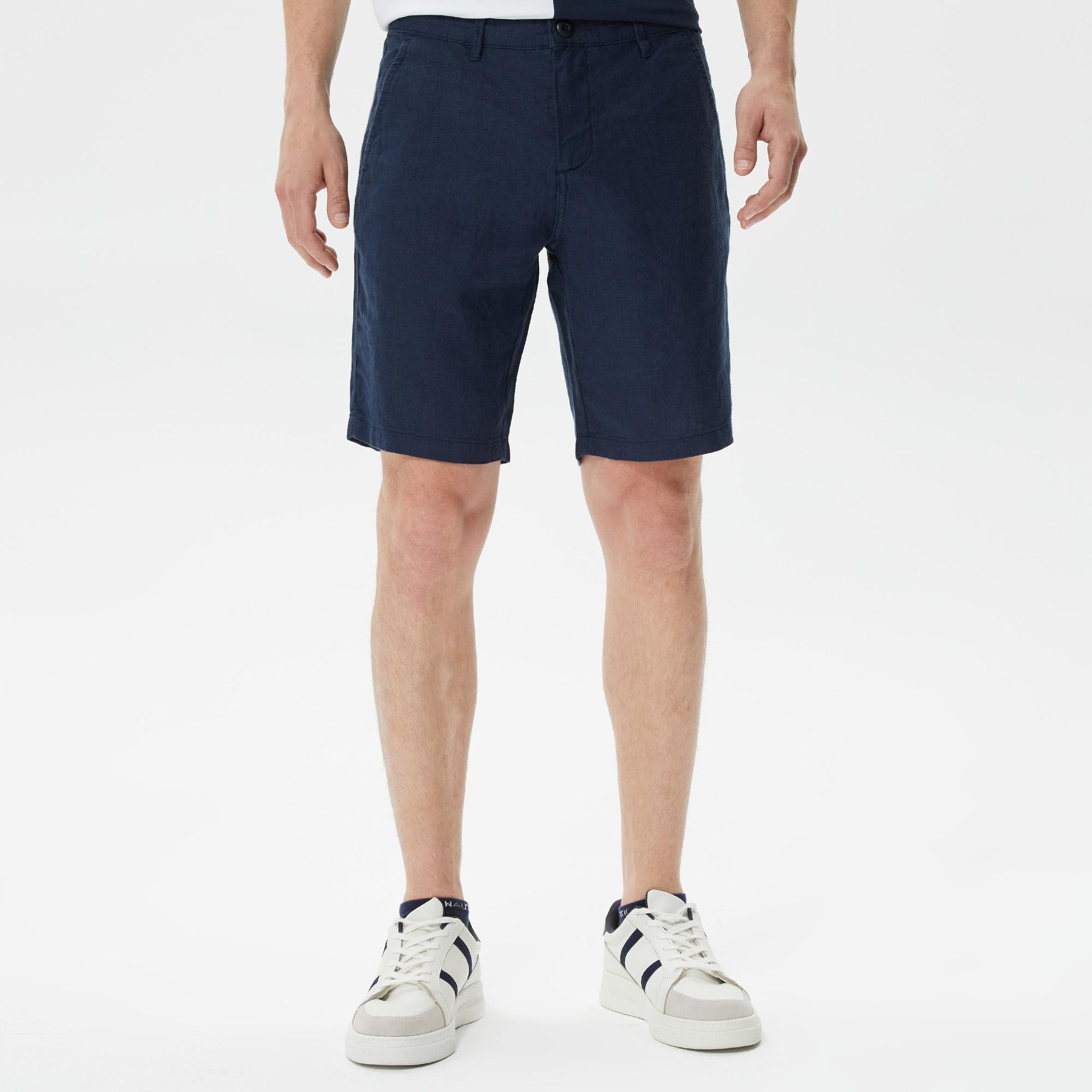 Nautica Erkek Lacivert Keten Bermuda