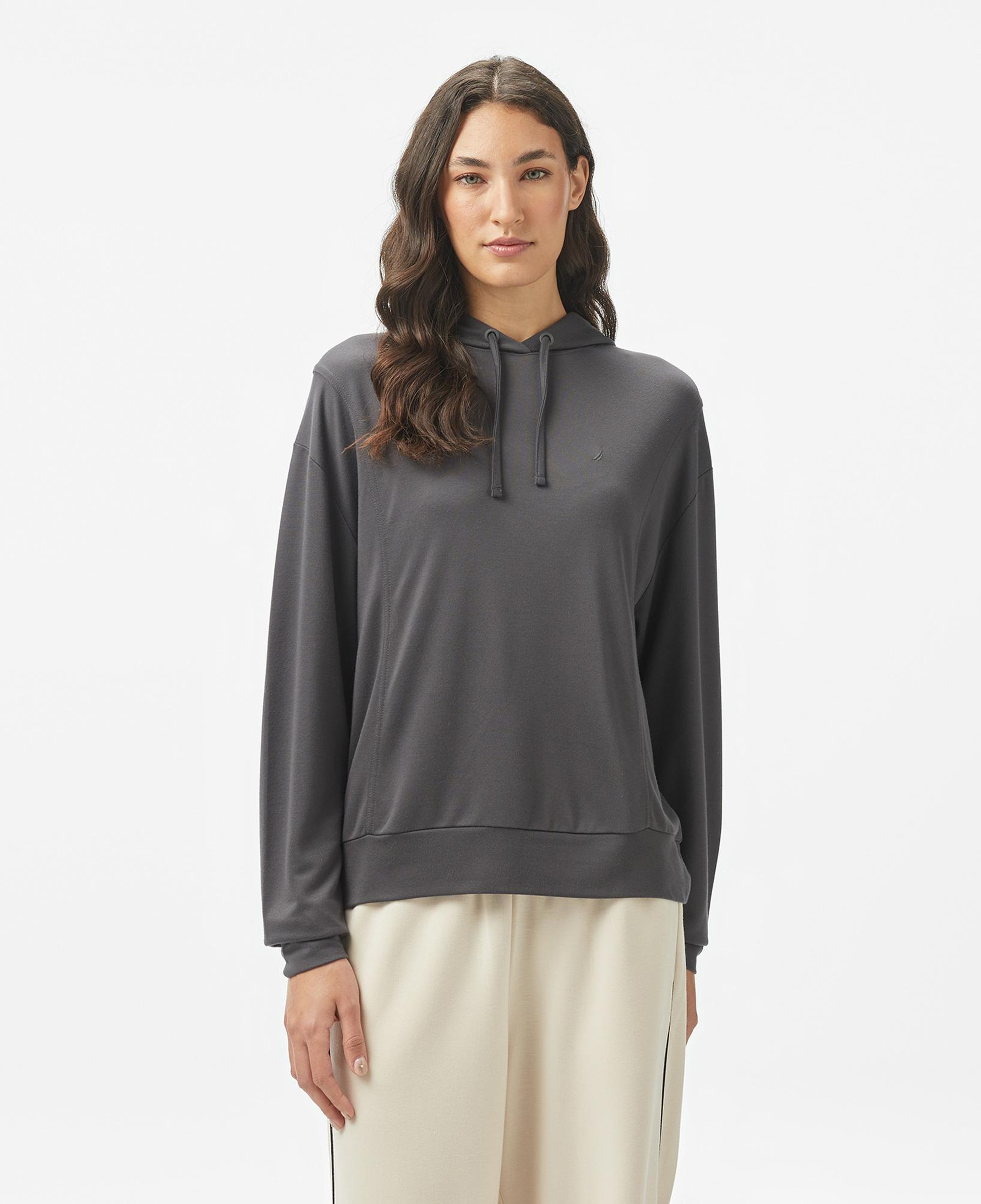 Nautica Kadın Gri Regular Fit Kapüşonlu Sweatshirt