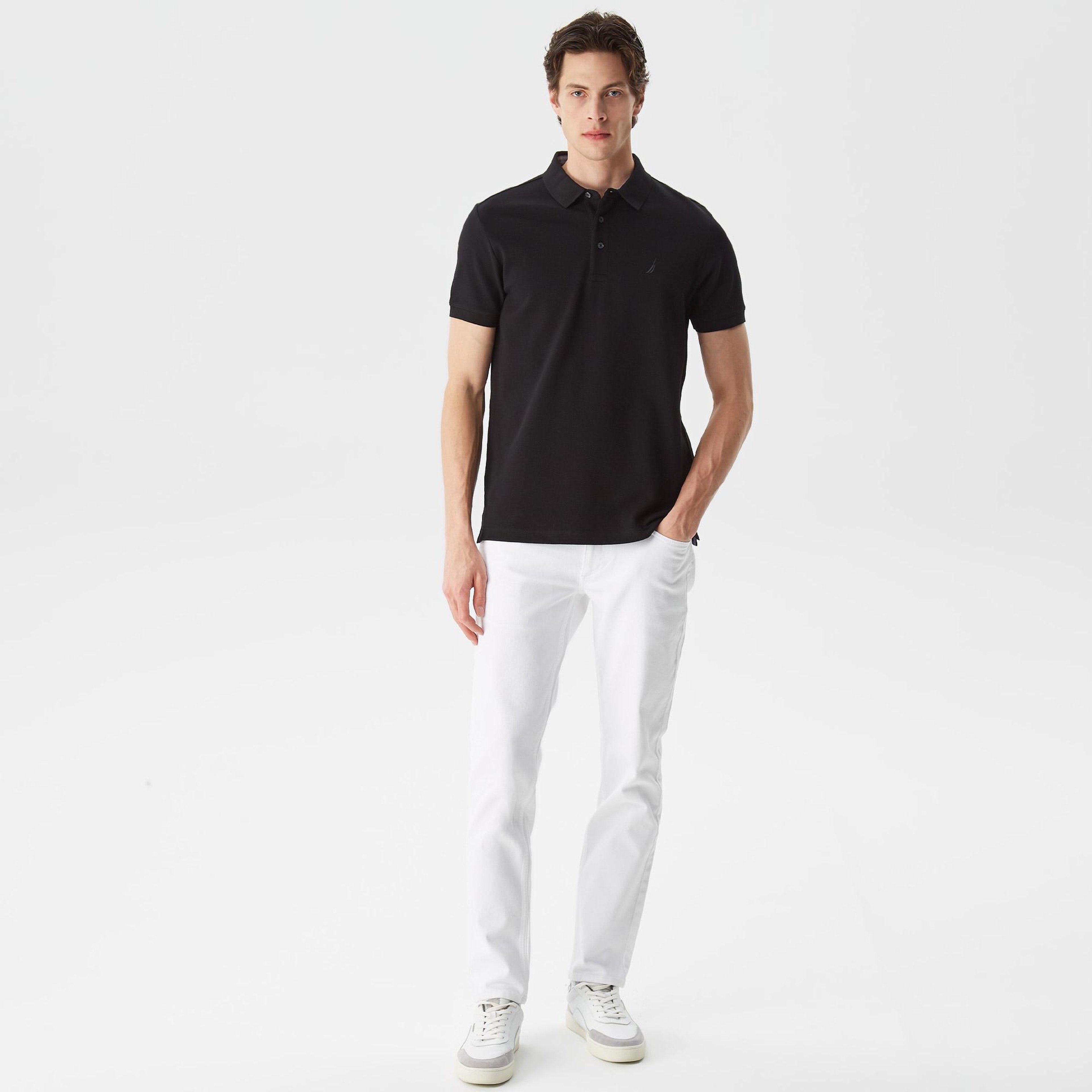 Nautica Erkek Siyah Slim Fit Kısa Kollu Polo Yaka T-Shirt