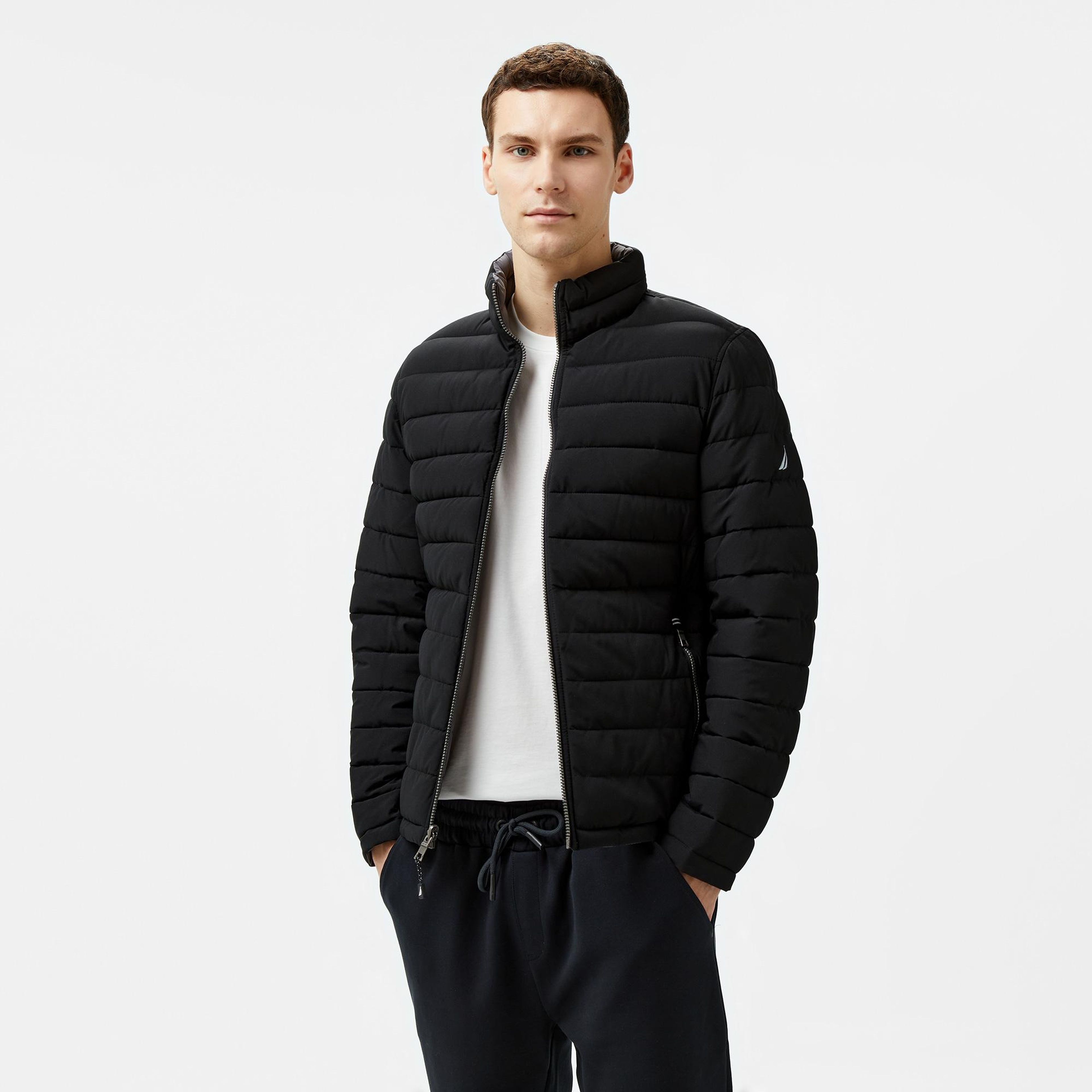 Nautica Erkek Siyah Regular Fit Çift Taraflı Mont