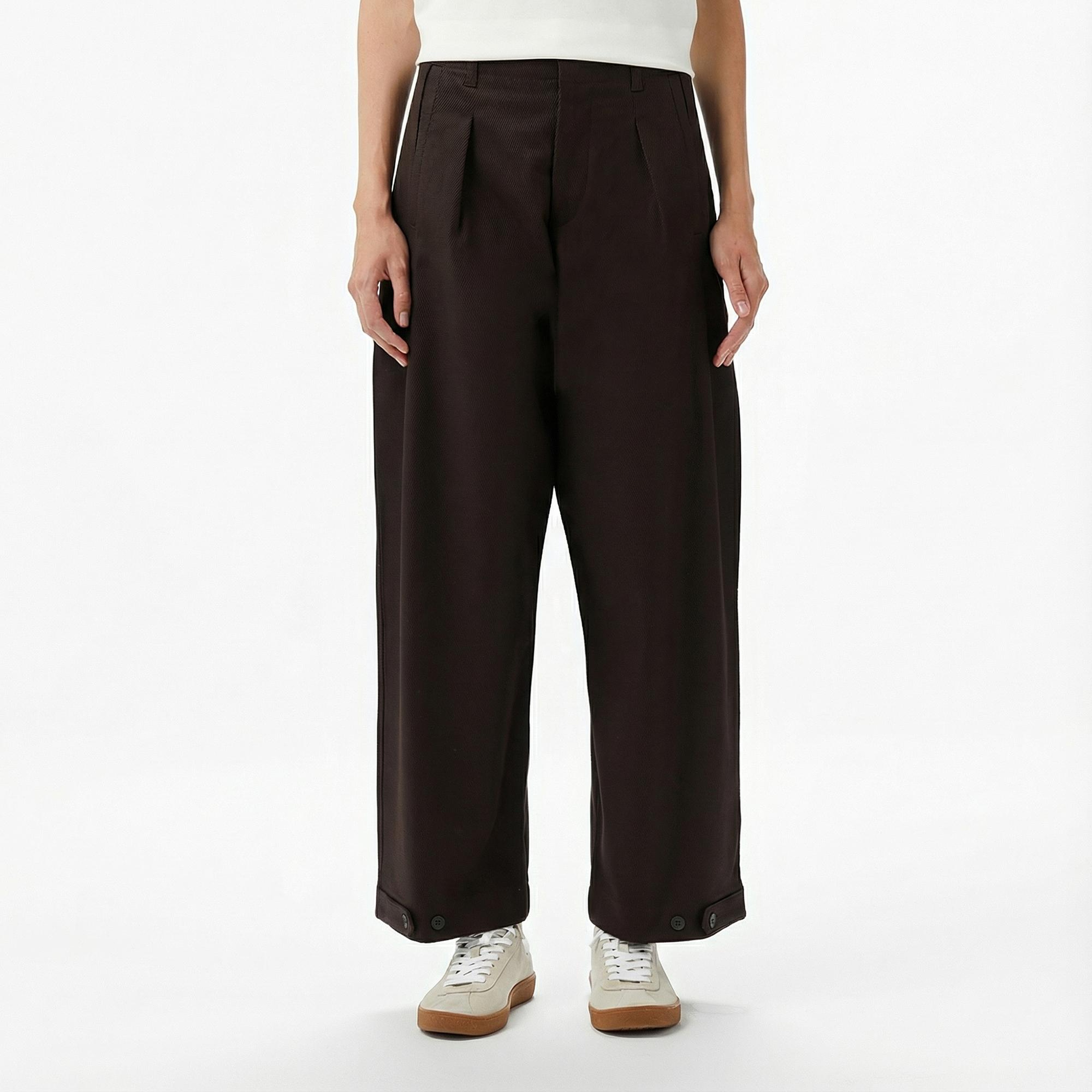 Kadın Relaxed Fit Kahverengi Chino Pantolon