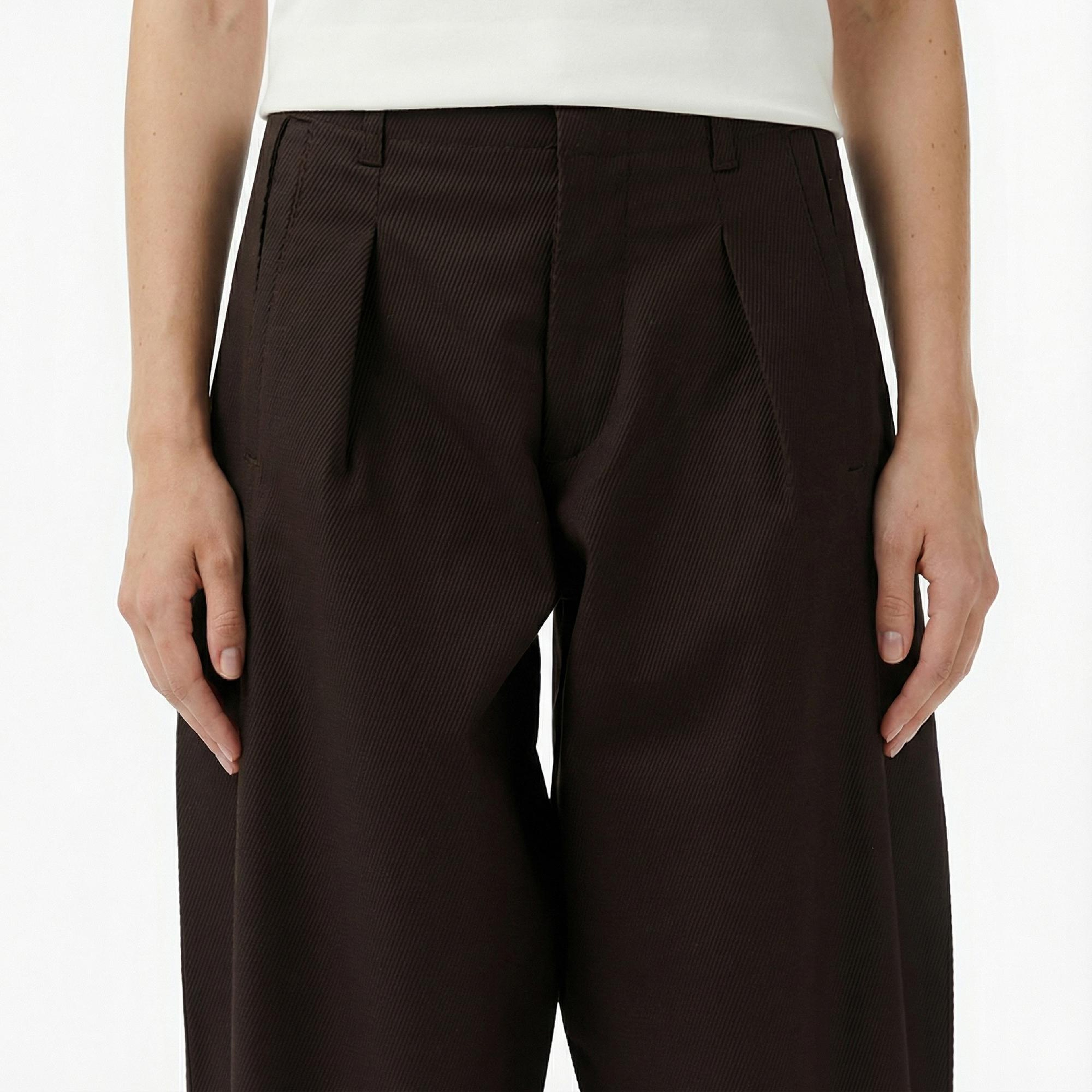 Kadın Relaxed Fit Kahverengi Chino Pantolon