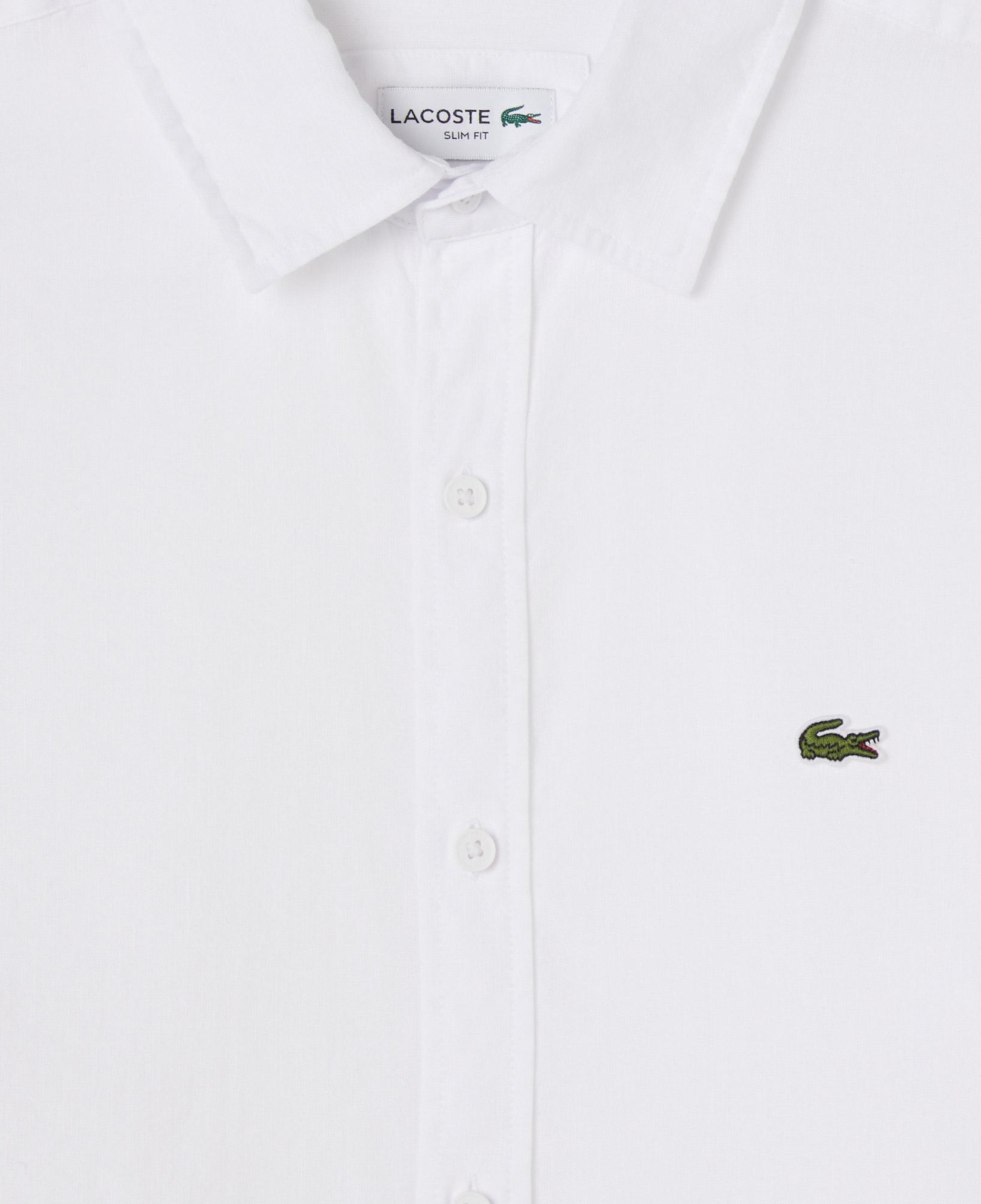 Erkek Slim Fit Keten Beyaz Gömlek