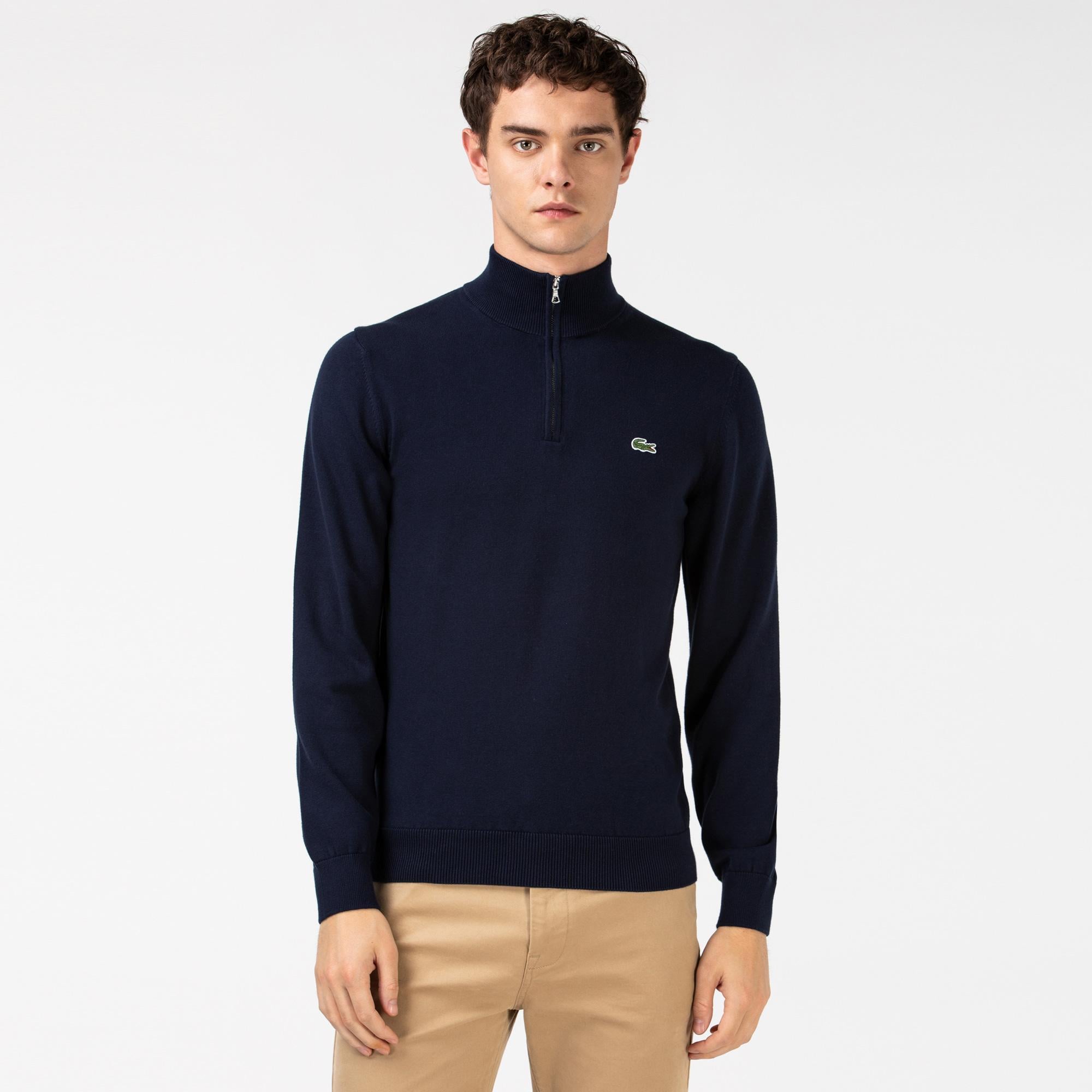 Lacoste Erkek Regular Fit Yarım Fermuarlı Lacivert Kazak