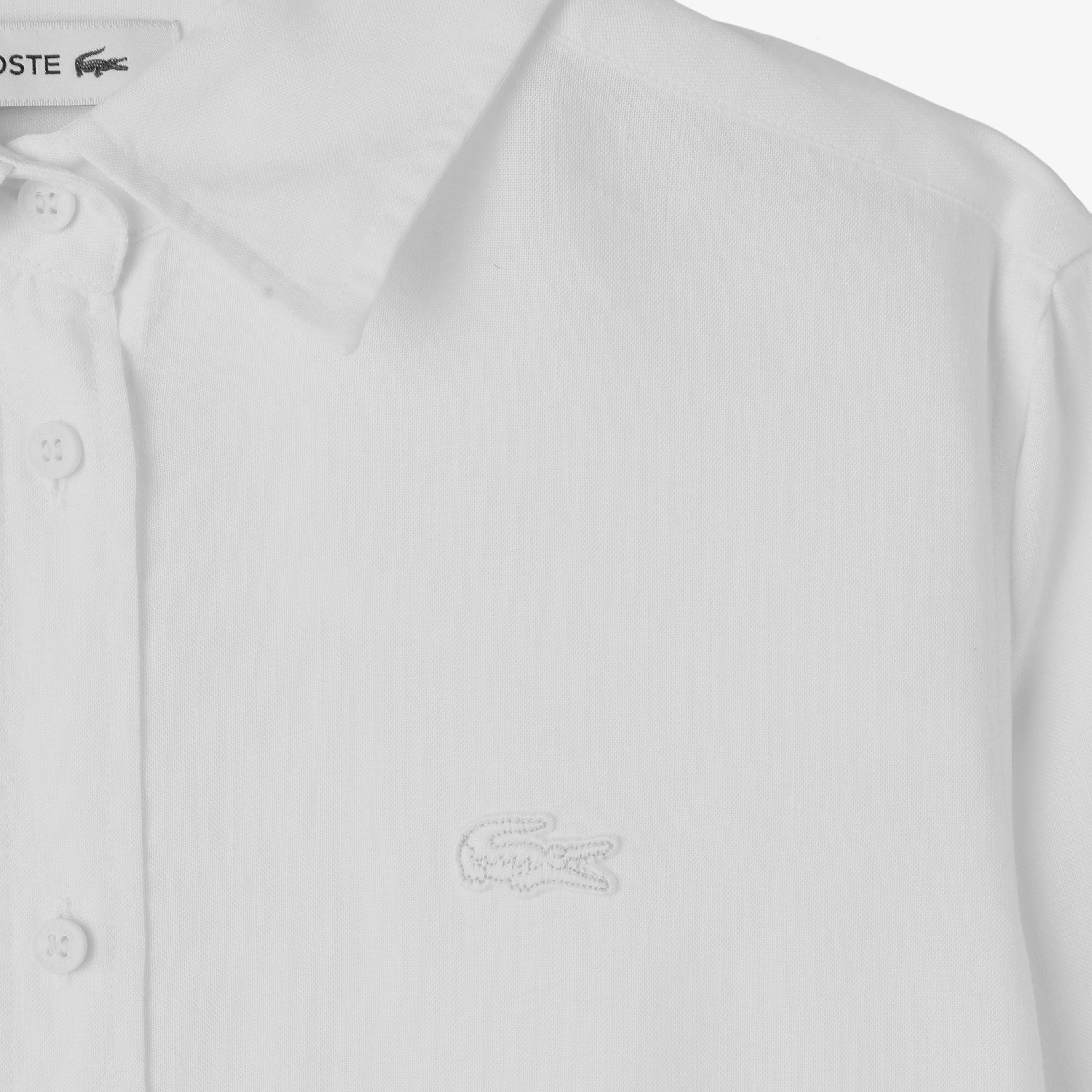 Kadın Relaxed Fit Keten Beyaz Gömlek