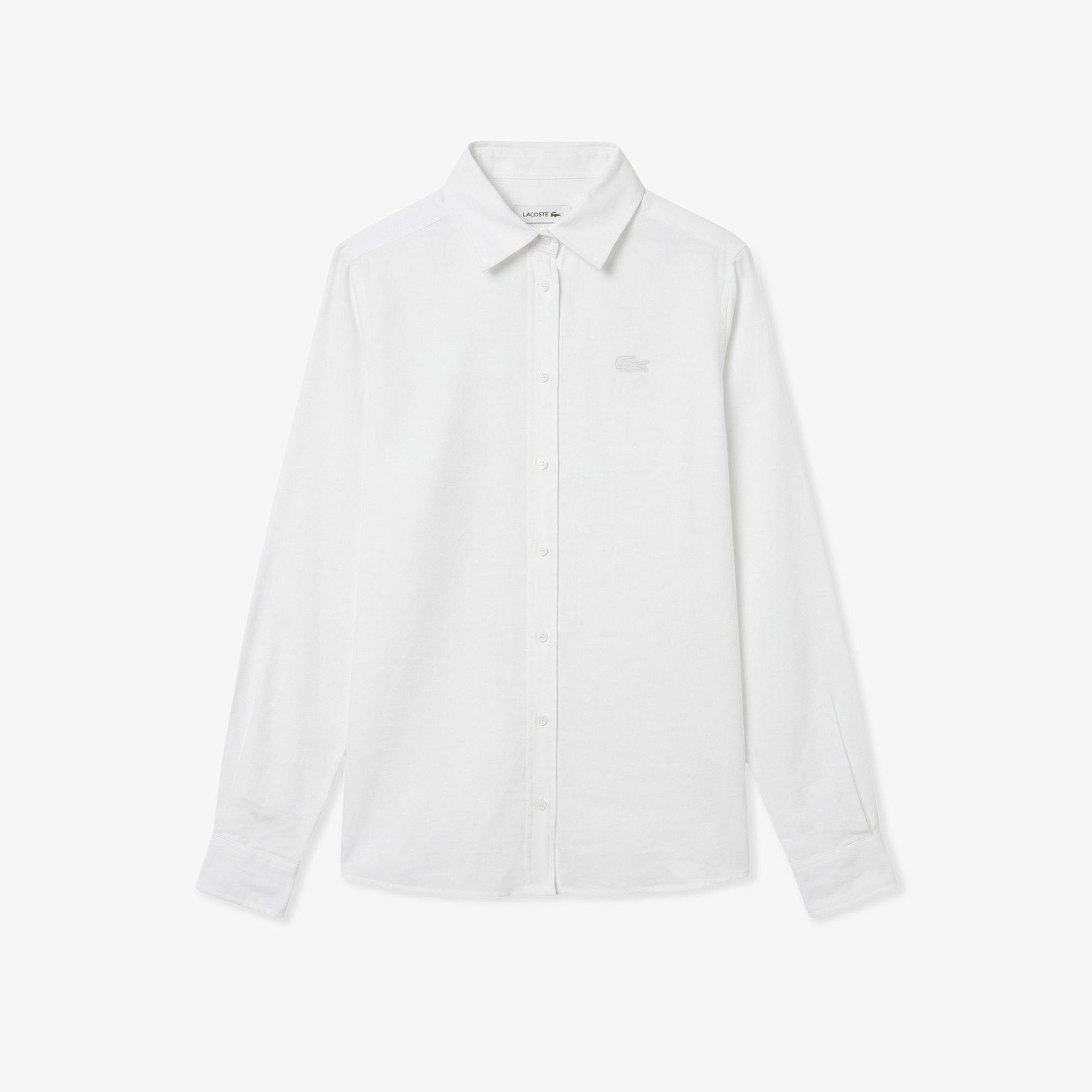 Kadın Relaxed Fit Keten Beyaz Gömlek