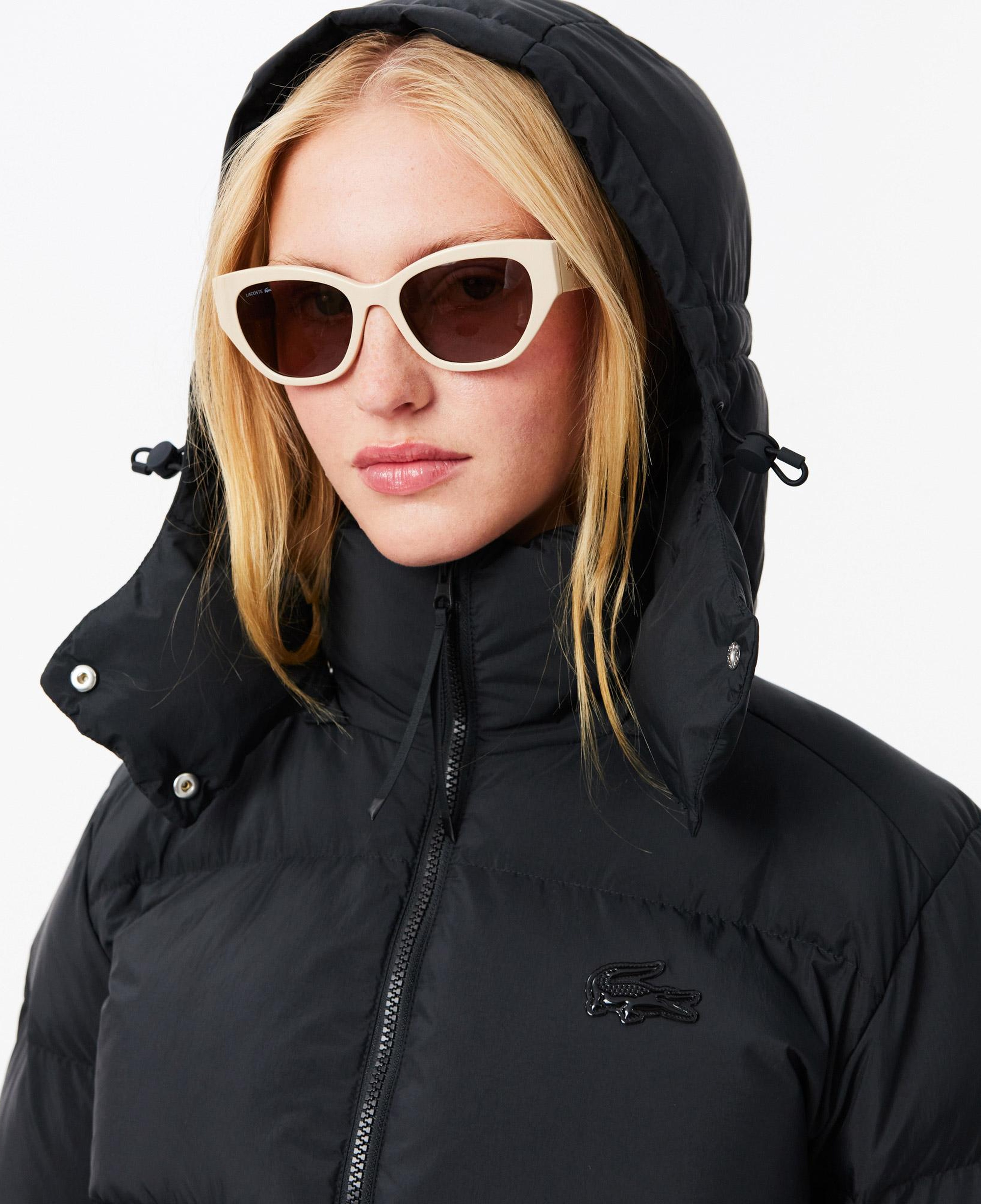 Kadın Relaxed Fit Kapüşonlu Siyah Şişme Mont