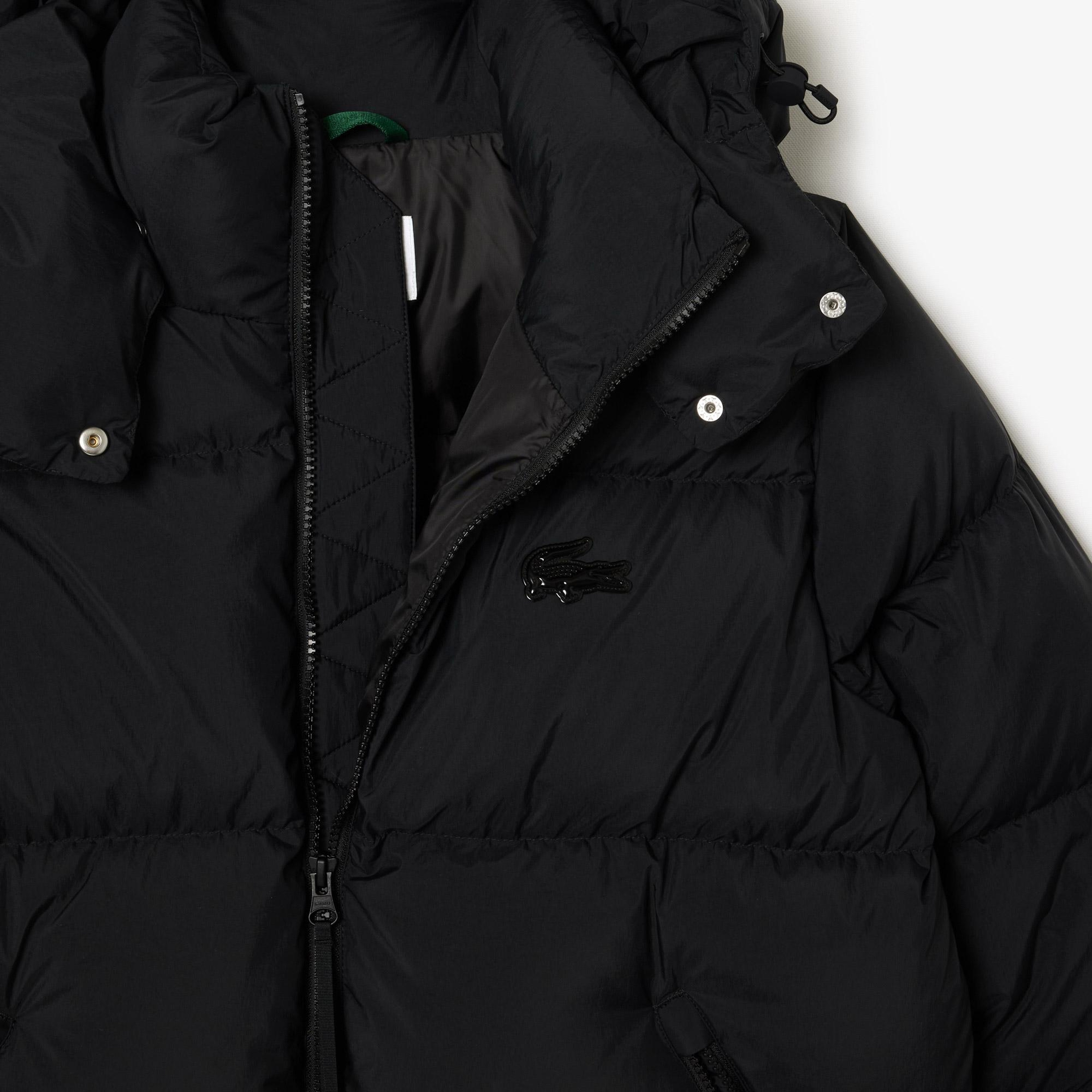 Kadın Relaxed Fit Kapüşonlu Siyah Şişme Mont