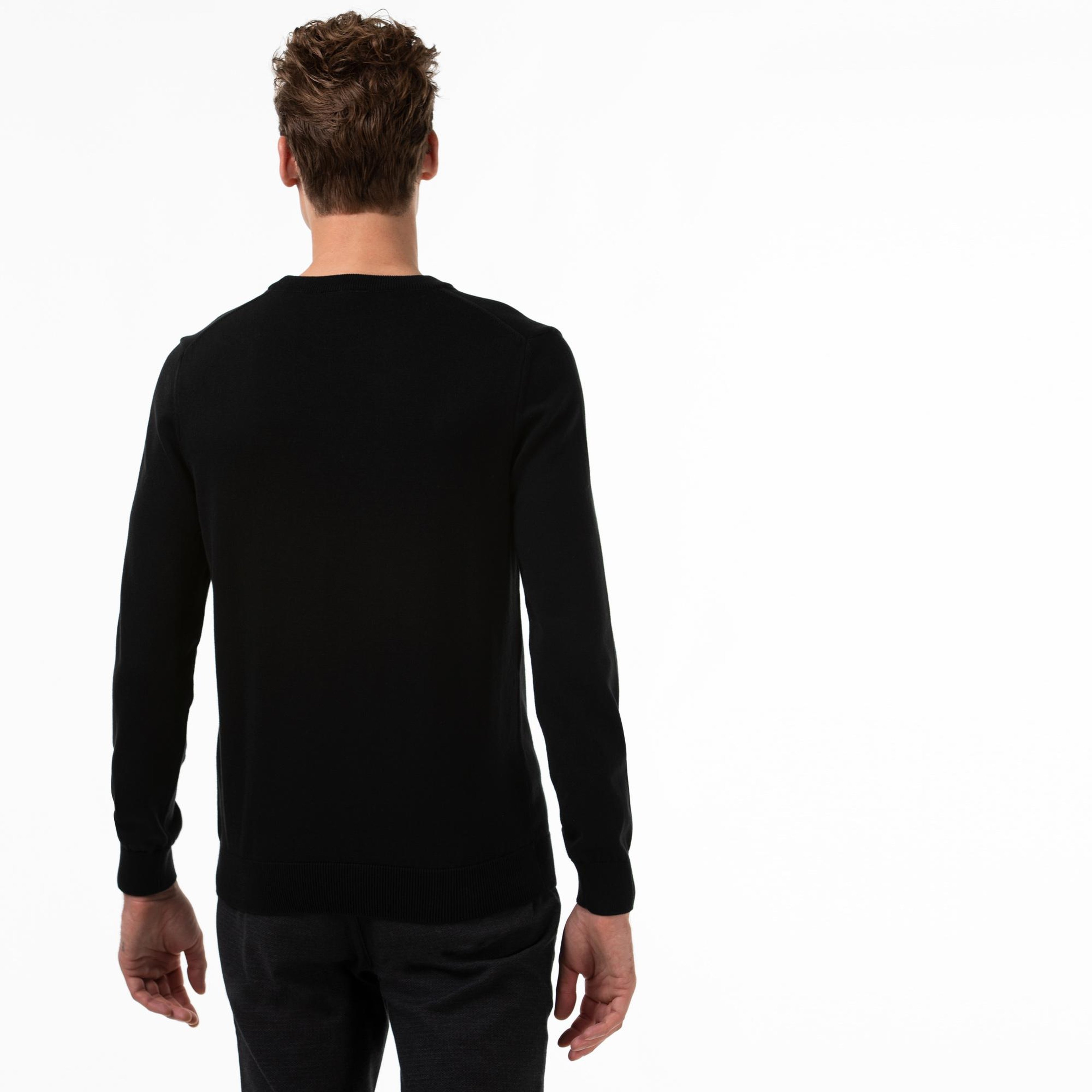 Lacoste Erkek Regular Fit Bisiklet Yaka Siyah Kazak