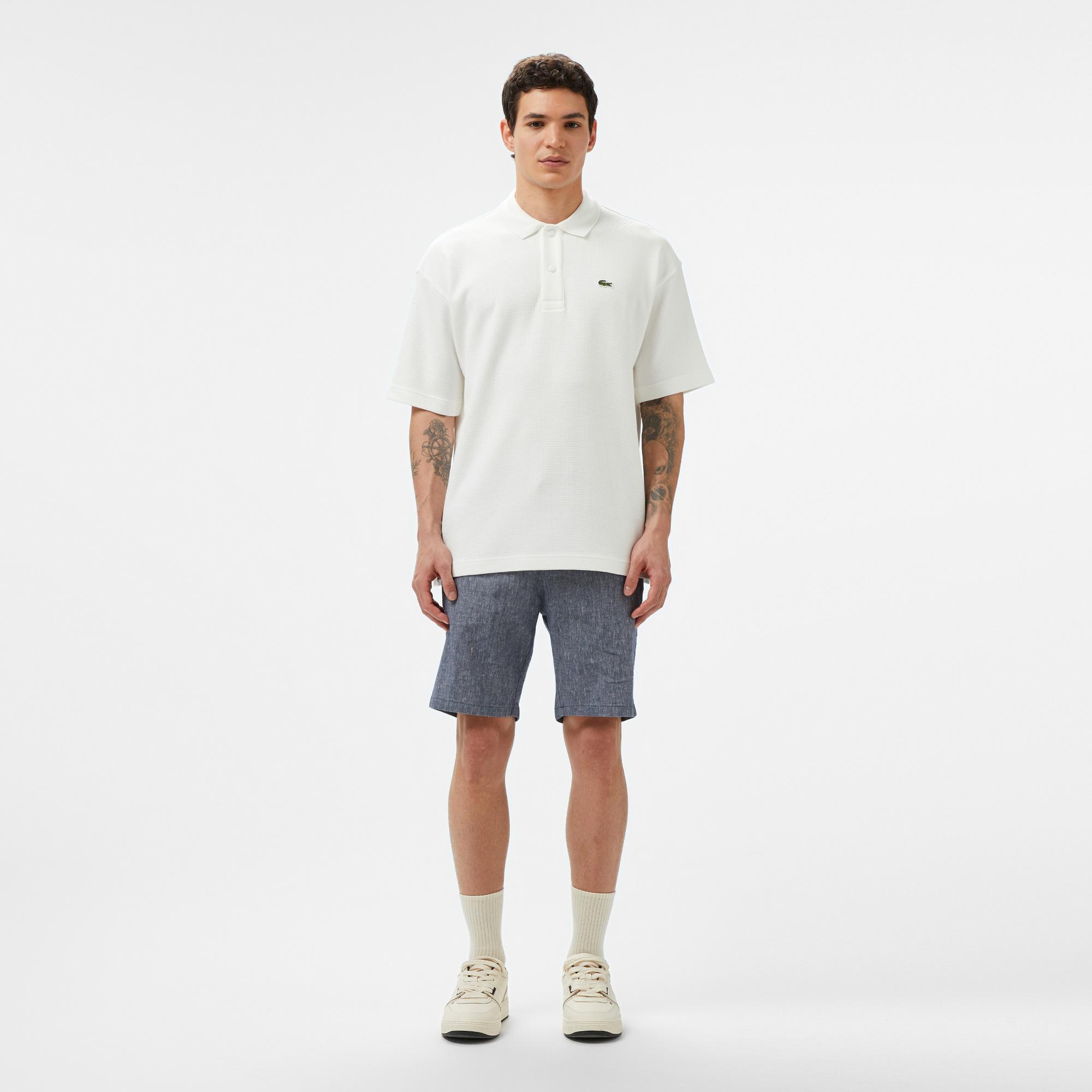 Lacoste Erkek Regular Fit Keten Lacivert Bermuda Şort