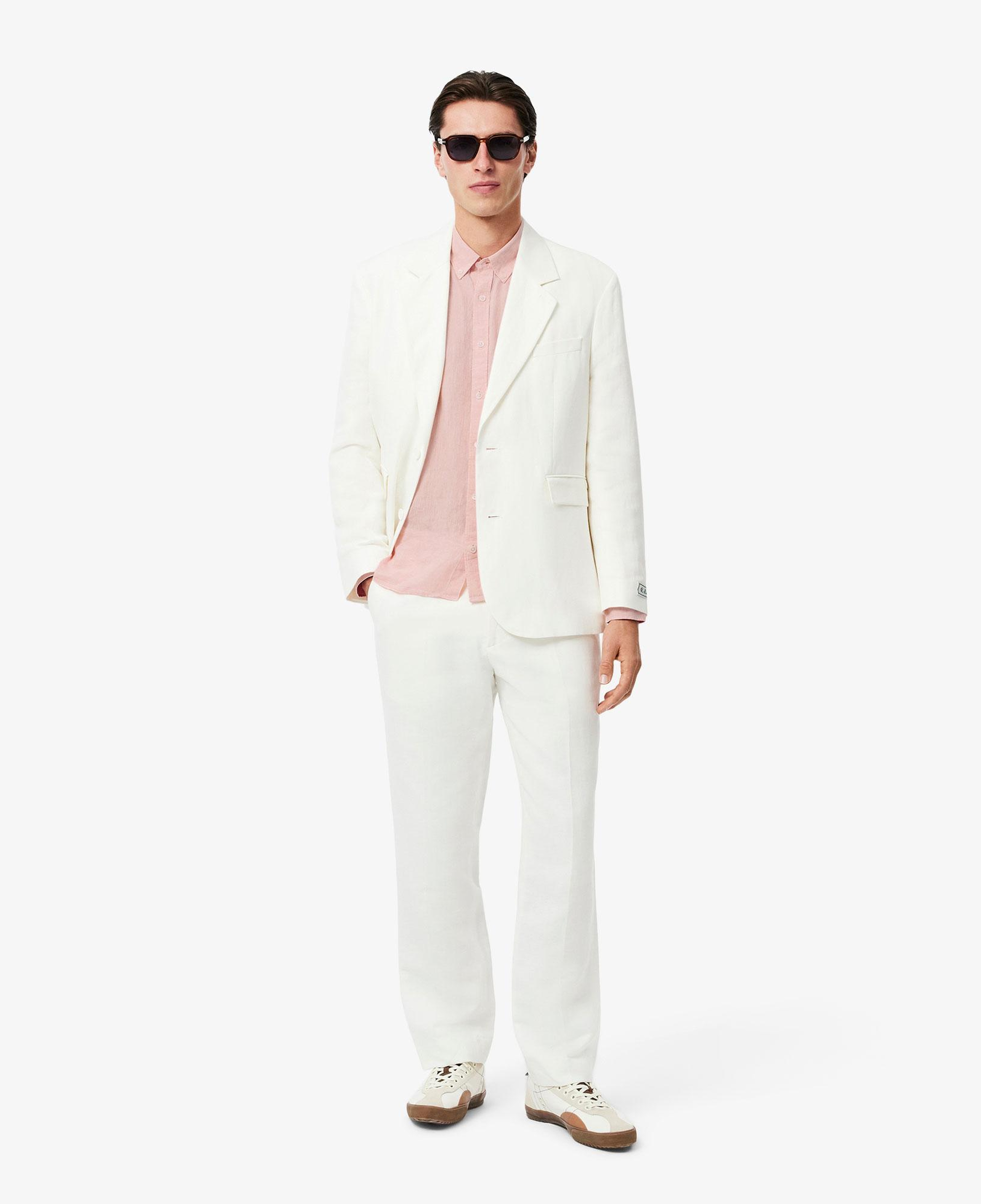 Lacoste Erkek Regular Fit Düğmeli Yaka Keten Açık Pembe Gömlek