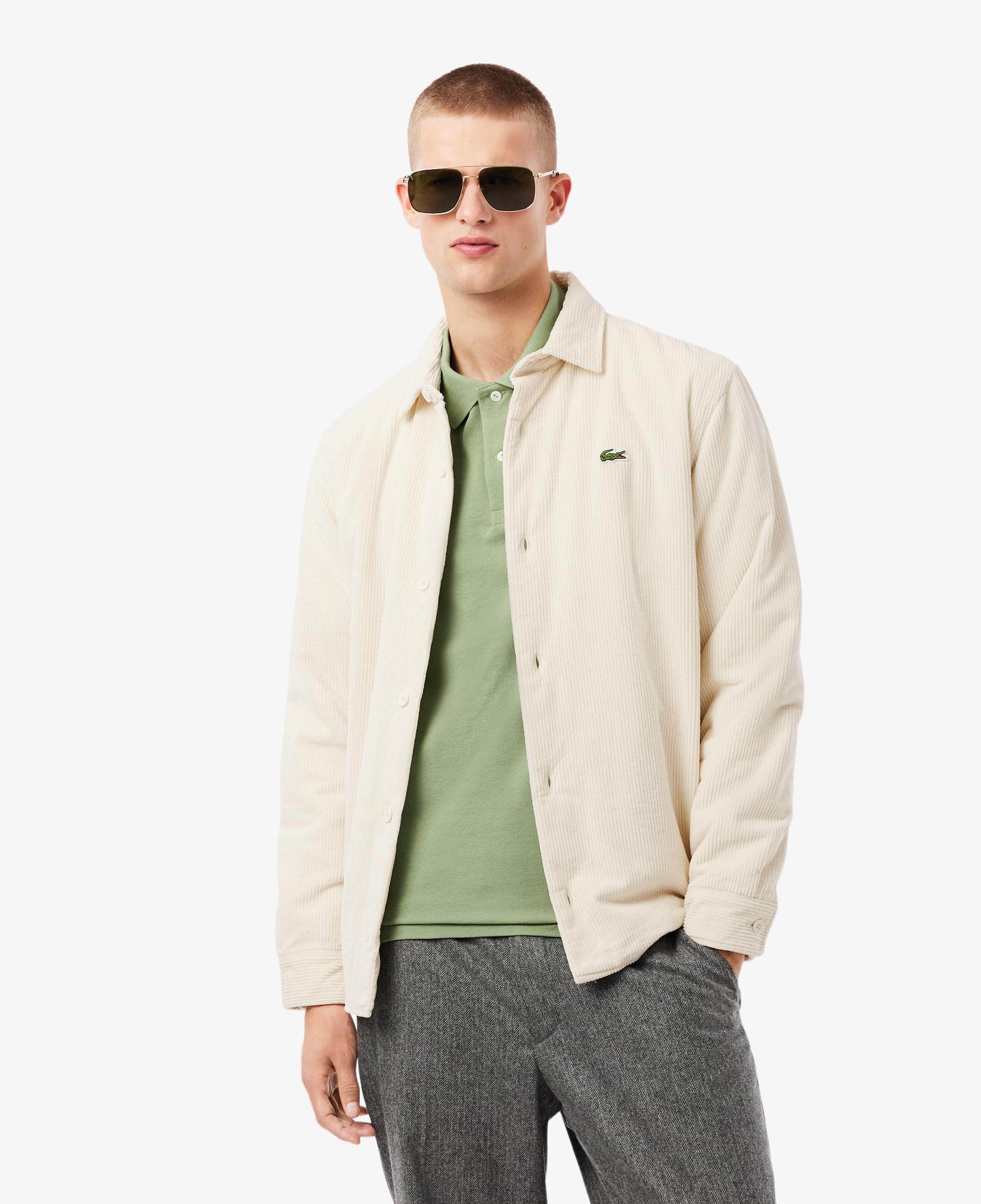 Erkek Relaxed Fit Kadife Krem Dış Gömlek