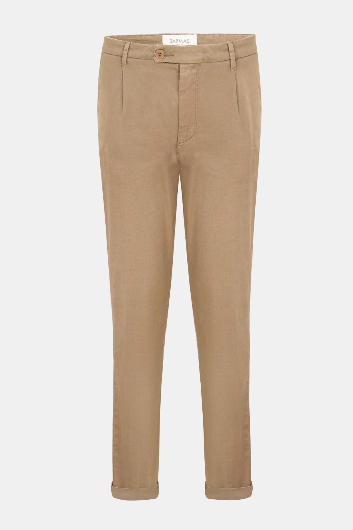 Erkek Bej Keten Chino Pantolon