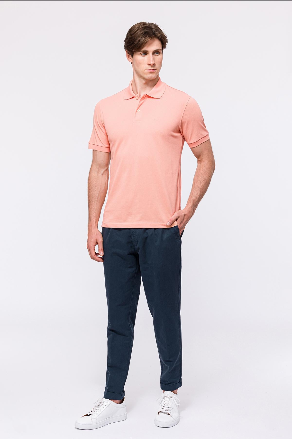 Erkek Pembe Kısa Kollu Polo Yaka T-Shirt