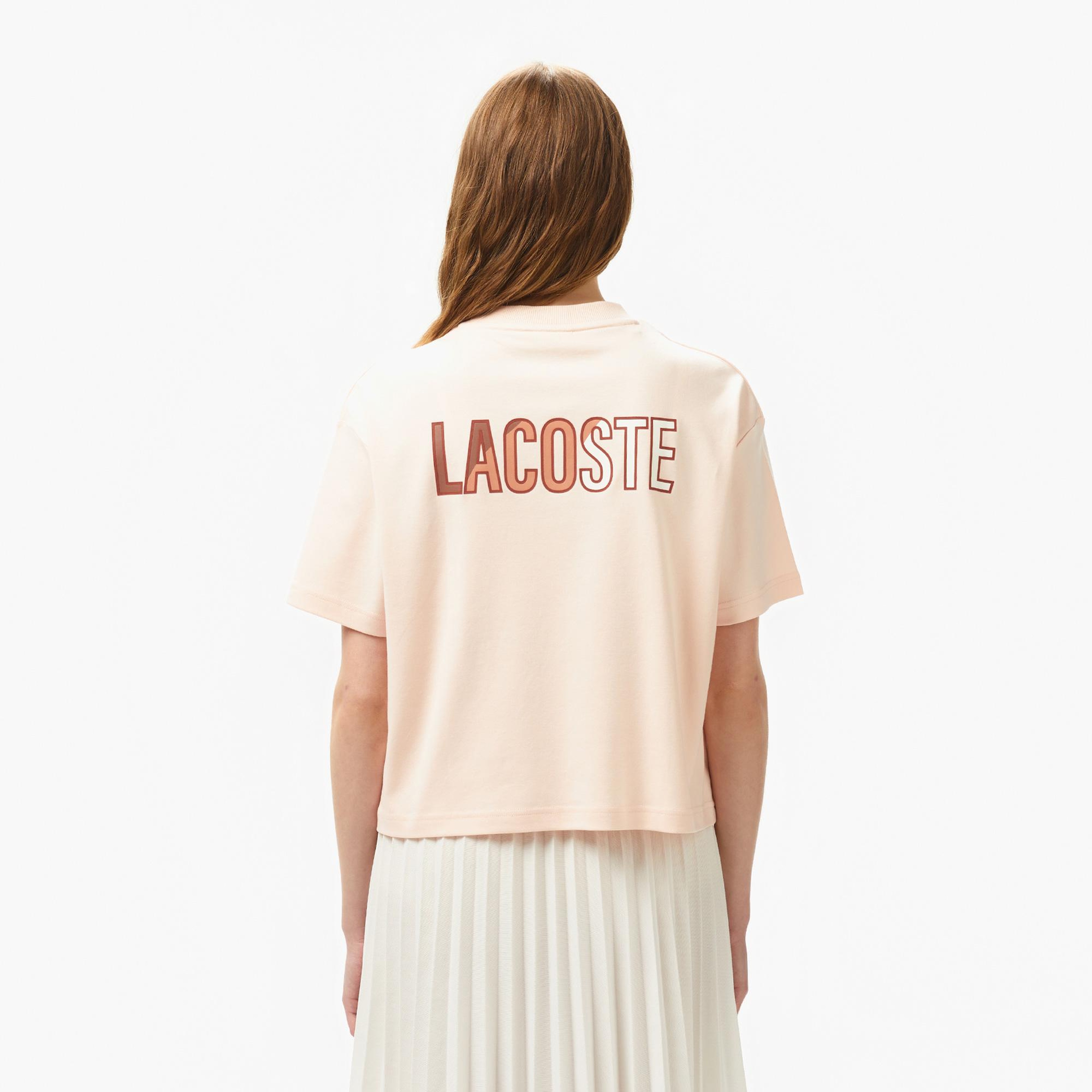 Lacoste Kadın Bisiklet Yaka Baskılı Açık Pembe T-Shirt