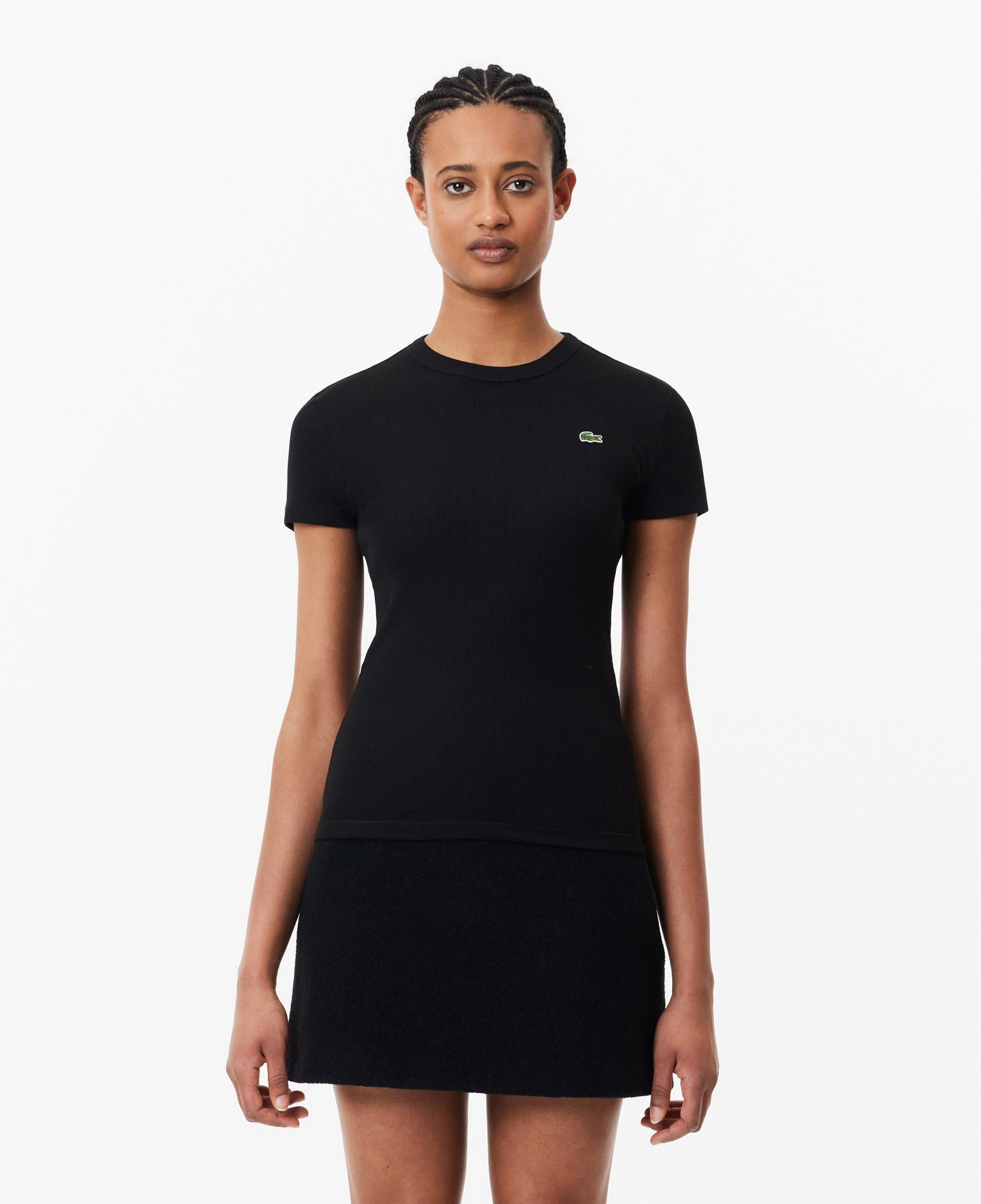 Kadın Slim Fit Bisiklet Yaka Siyah T-Shirt