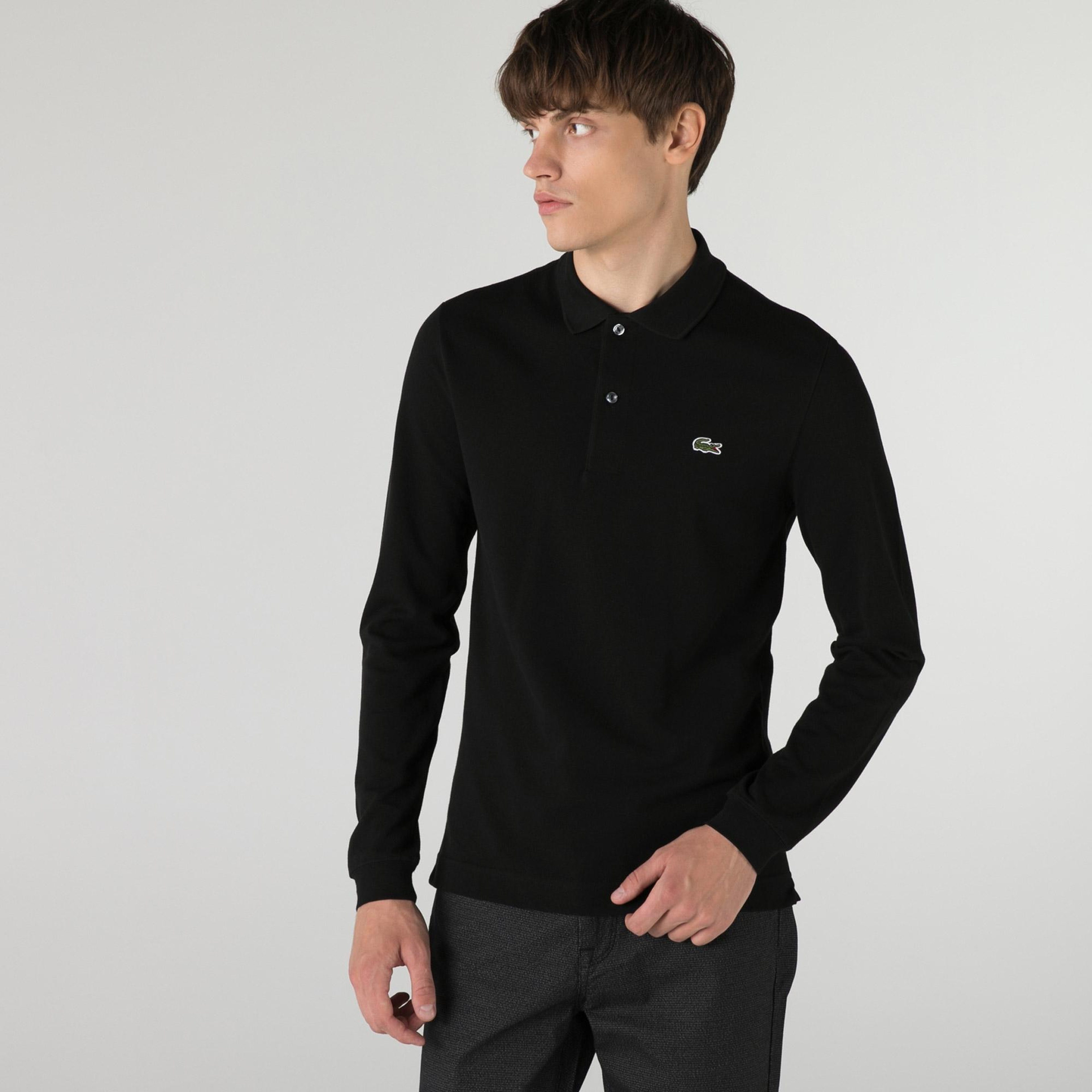 Lacoste L.12.12 Erkek Slim Fit Uzun Kollu Siyah Polo
