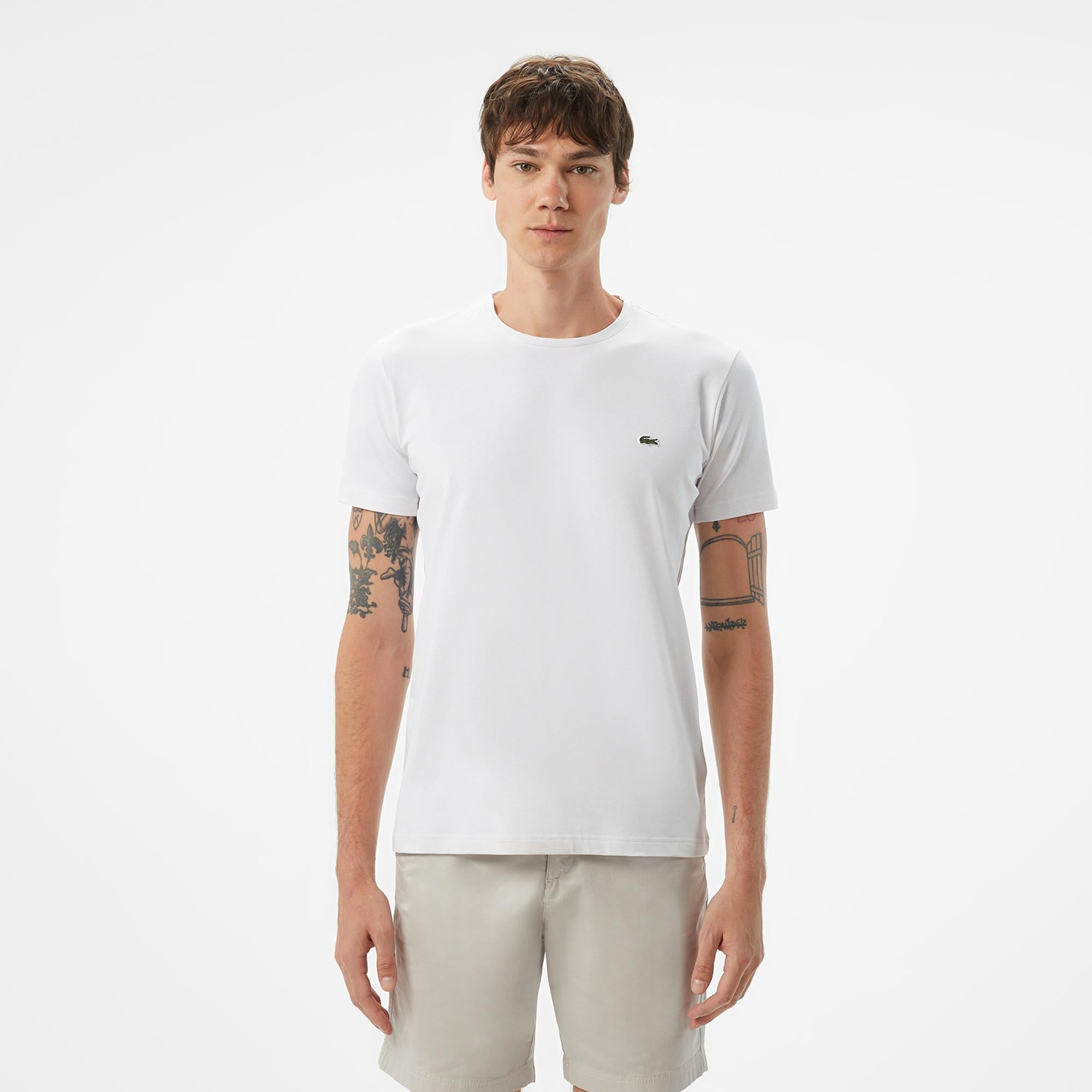 Erkek Slim Fit Bisiklet Yaka Beyaz T-Shirt