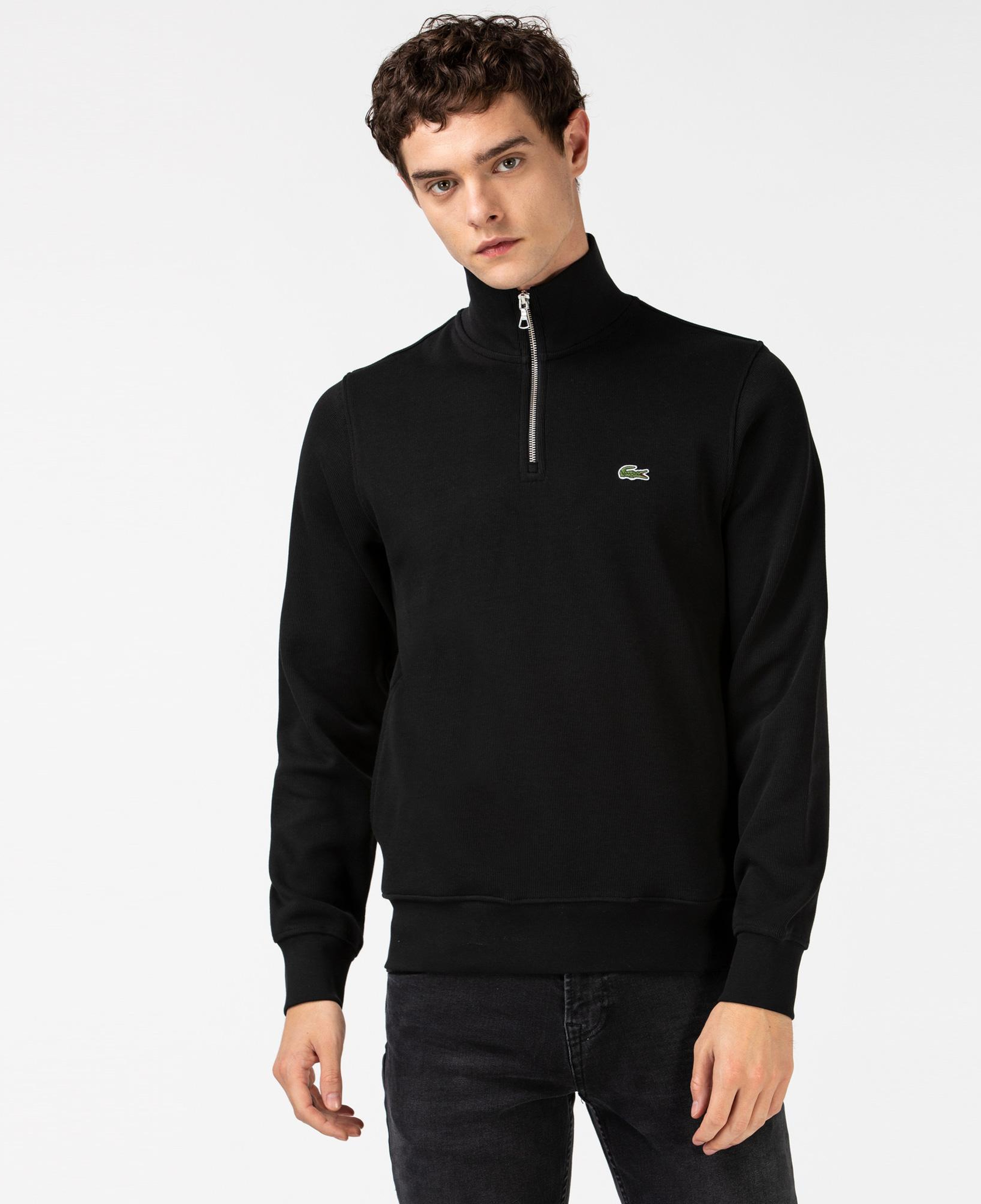 Lacoste Erkek Classic Fit Yarım Fermuarlı Siyah Sweatshirt