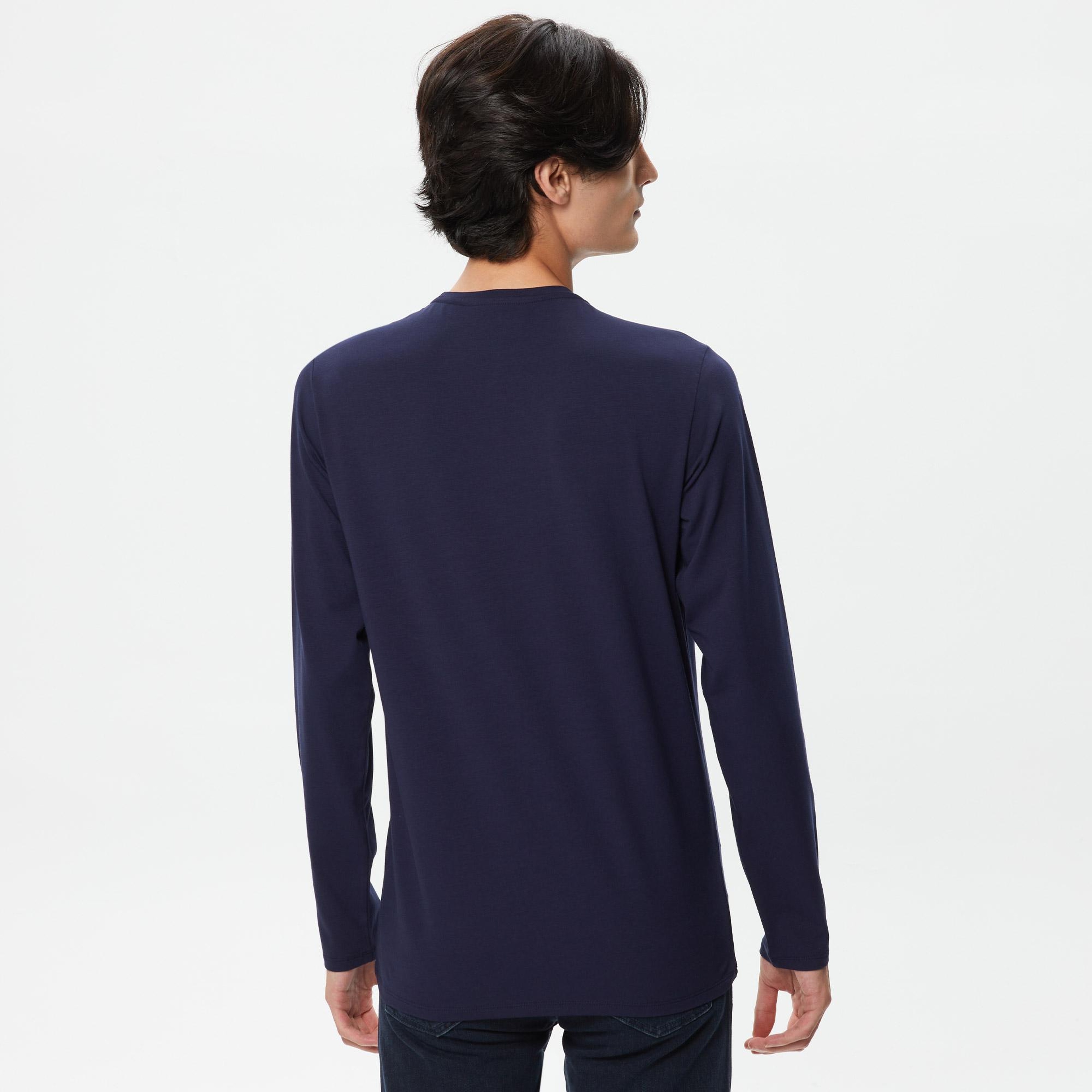 Lacoste Erkek Regular Fit Uzun Kollu Bisiklet Yaka Lacivert T-Shirt